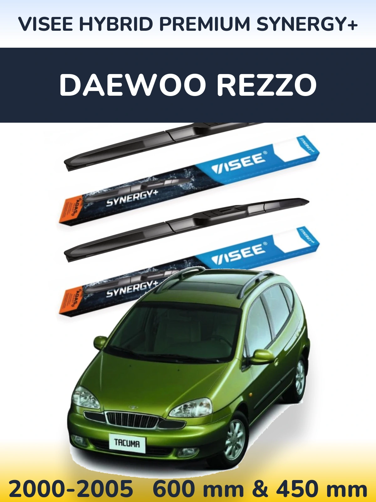 Комплект передних дворников VISEE HYBRID PREMIUM SYNERGY+ 600 & 450 мм для Daewoo Rezzo 2000-2005
