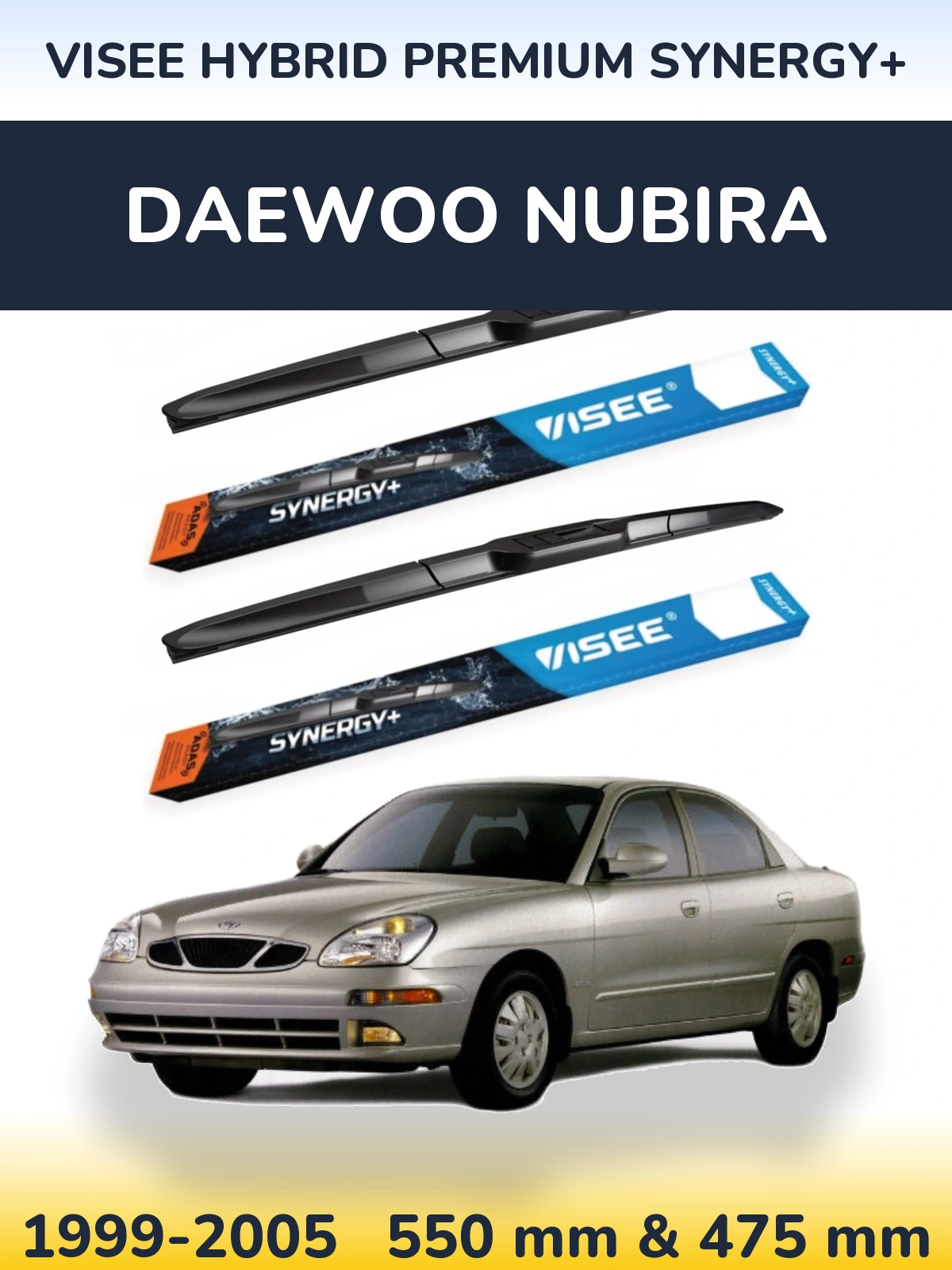 Front wiper blade set VISEE HYBRID PREMIUM SYNERGY+ 550 & 475 мм for Daewoo Nubira 1999-2005