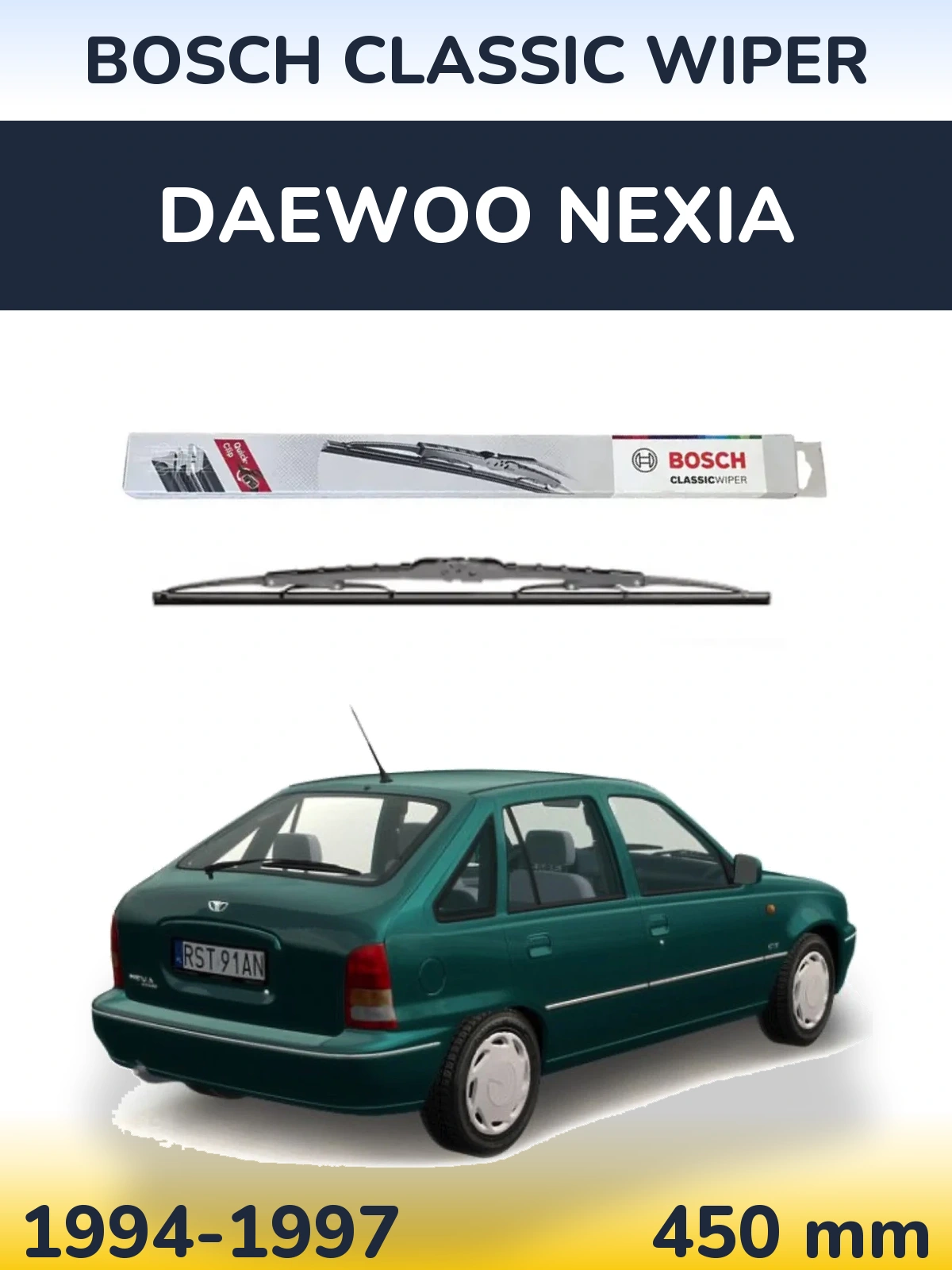 Rear wiper blade BOSCH Classic Wiper 450 mm for Daewoo Nexia 1994-1997