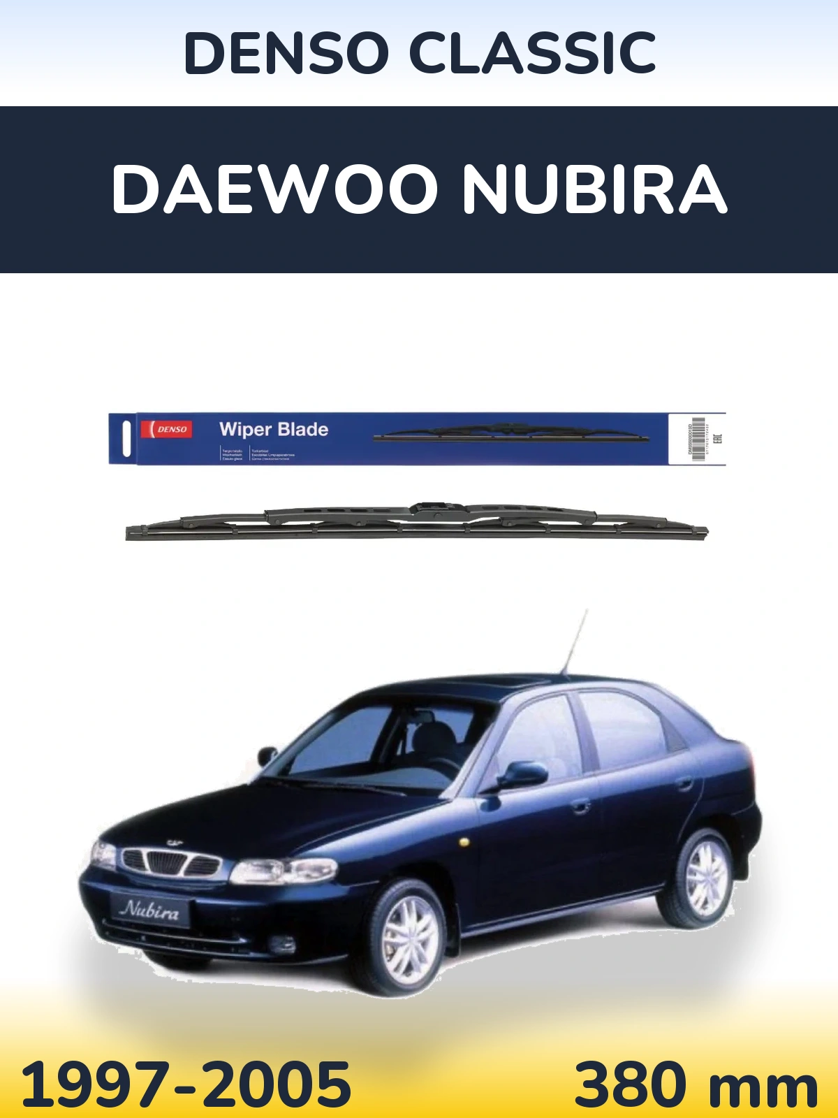 Rear wiper blade Denso Classic 380 mm for Daewoo Nubira 1997-2005