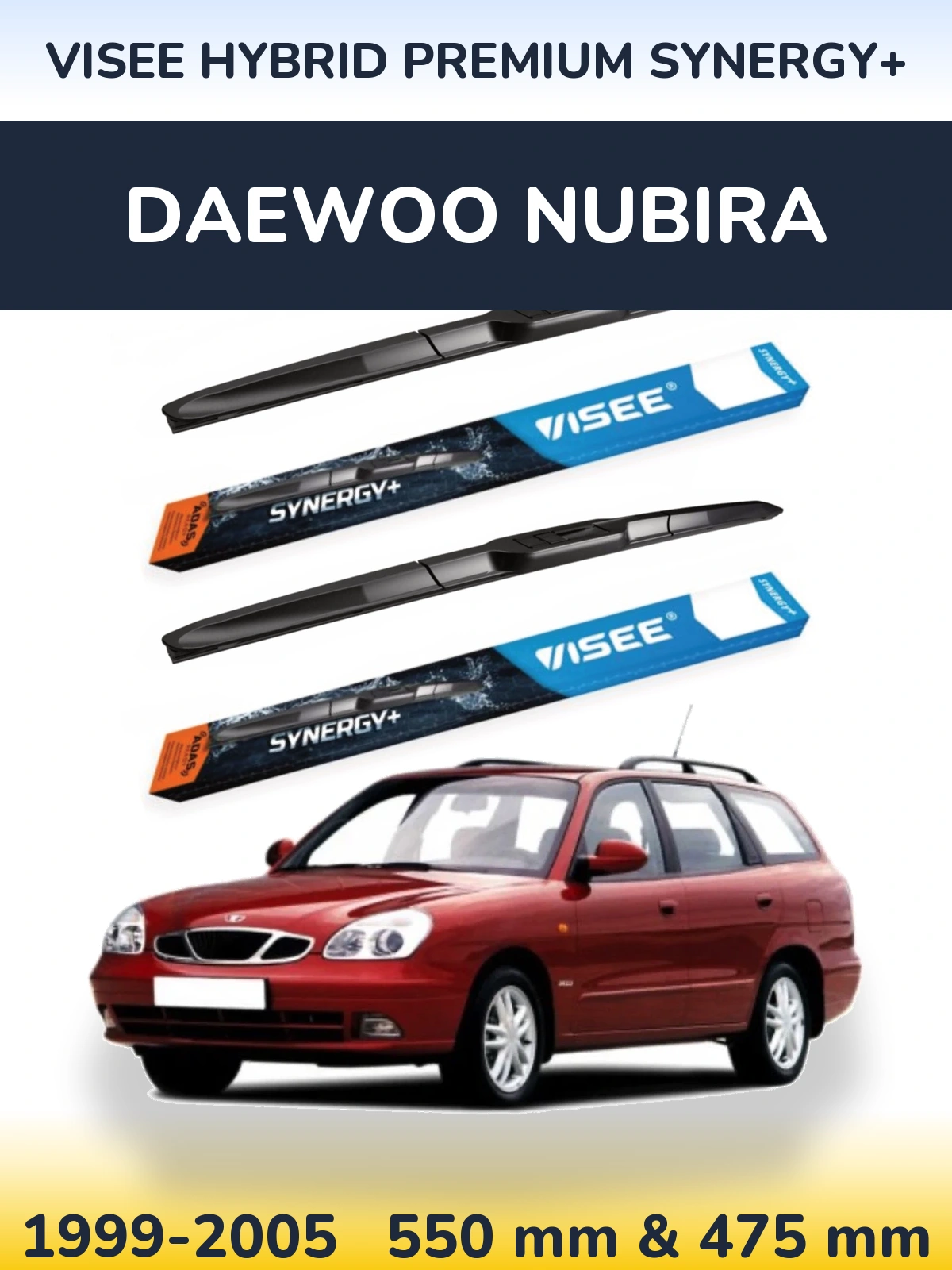 Комплект передних дворников VISEE HYBRID PREMIUM SYNERGY+ 550 & 475 мм для Daewoo Nubira 1999-2005