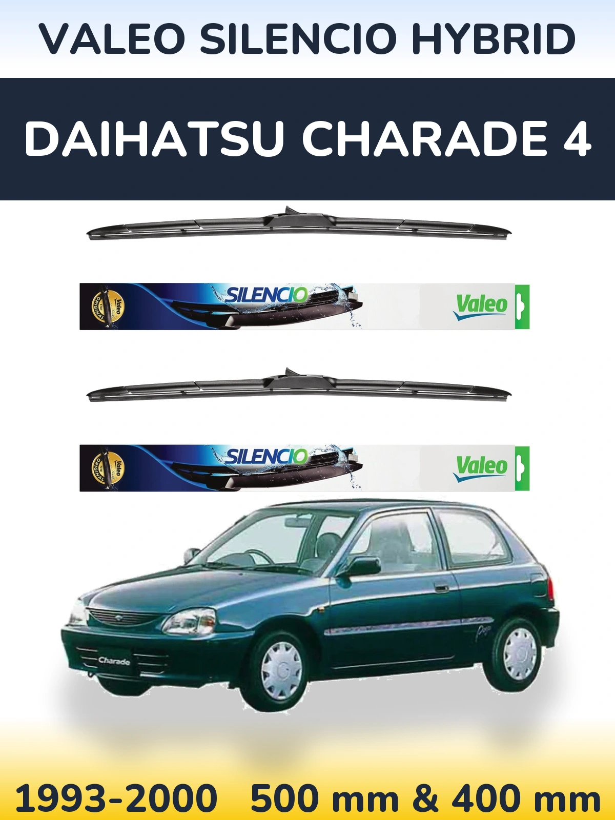 Комплект передніх щіток Valeo Silencio Hybrid 500 & 400 мм для Daihatsu Charade 4 1993-2000