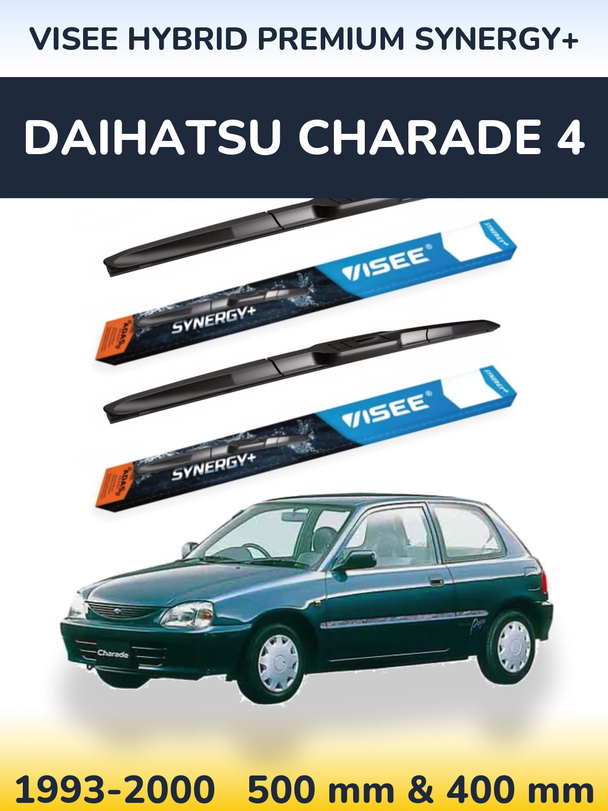 Комплект передніх щіток VISEE HYBRID PREMIUM SYNERGY+ 500 & 400 мм для Daihatsu Charade 4 1993-2000