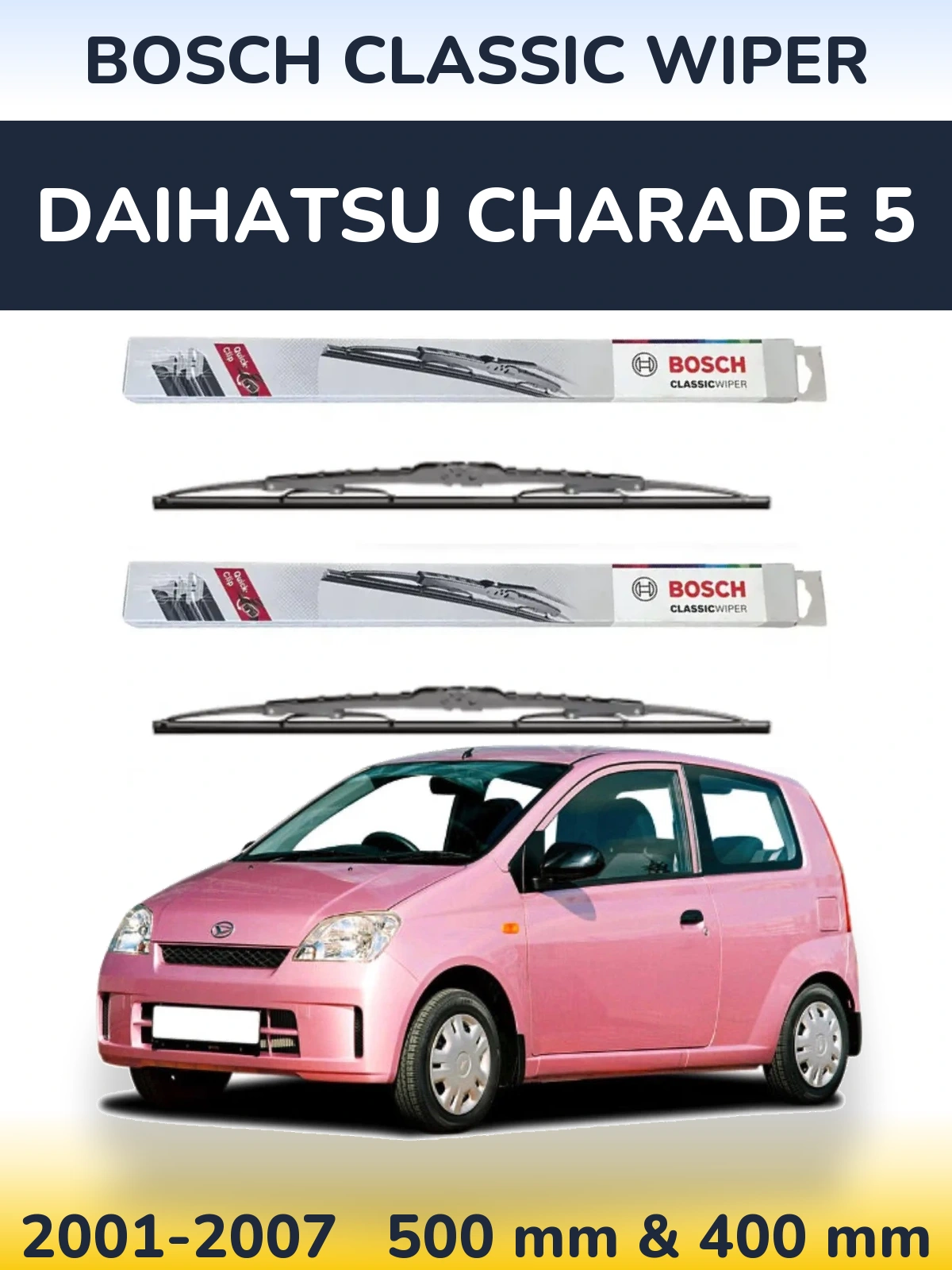 Комплект передних дворников BOSCH Classic Wiper 500 & 400 мм для Daihatsu Charade 5 2001-2007
