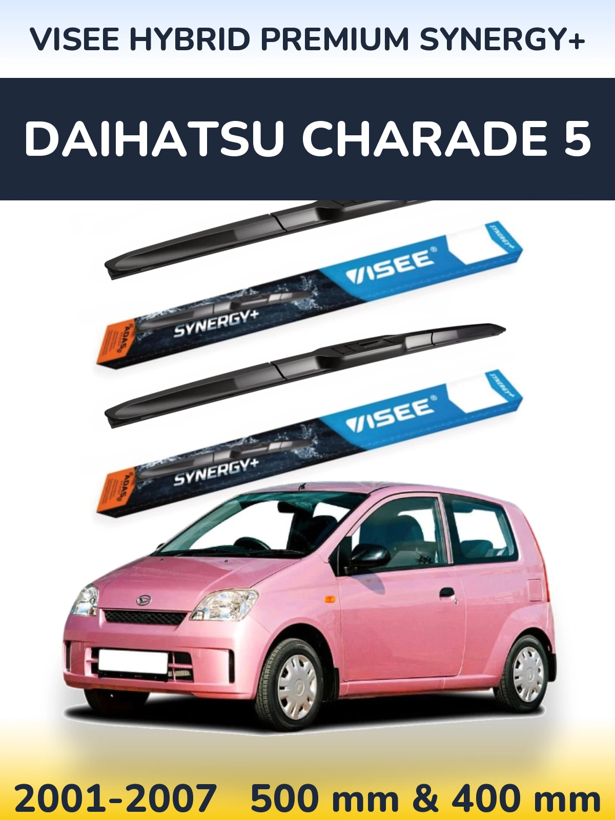 Комплект передних дворников VISEE HYBRID PREMIUM SYNERGY+ 500 & 400 мм для Daihatsu Charade 5 2001-2007