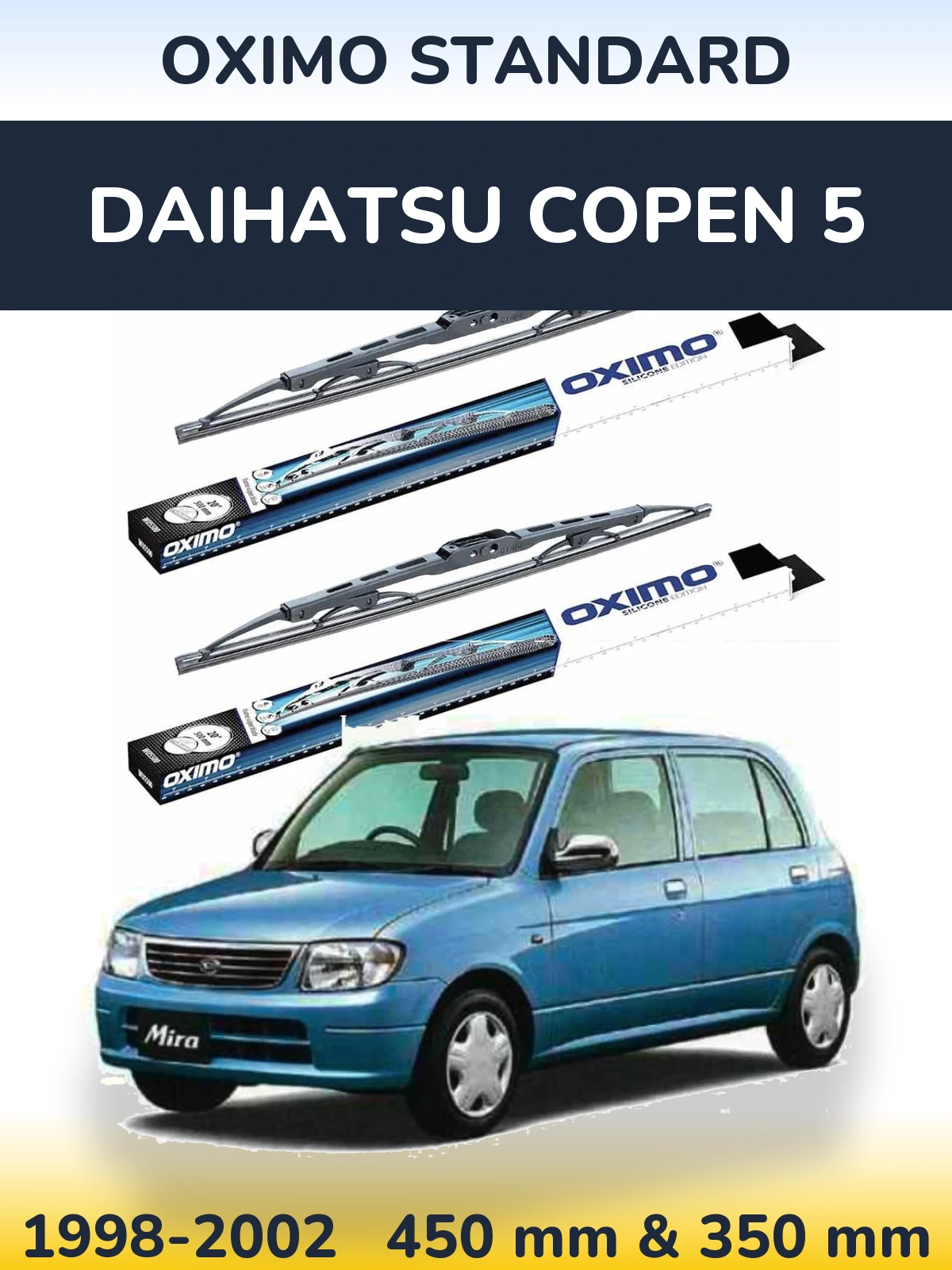 Комплект передних дворников Oximo Standard 450 & 350 мм для Daihatsu Copen 5 1998-2002