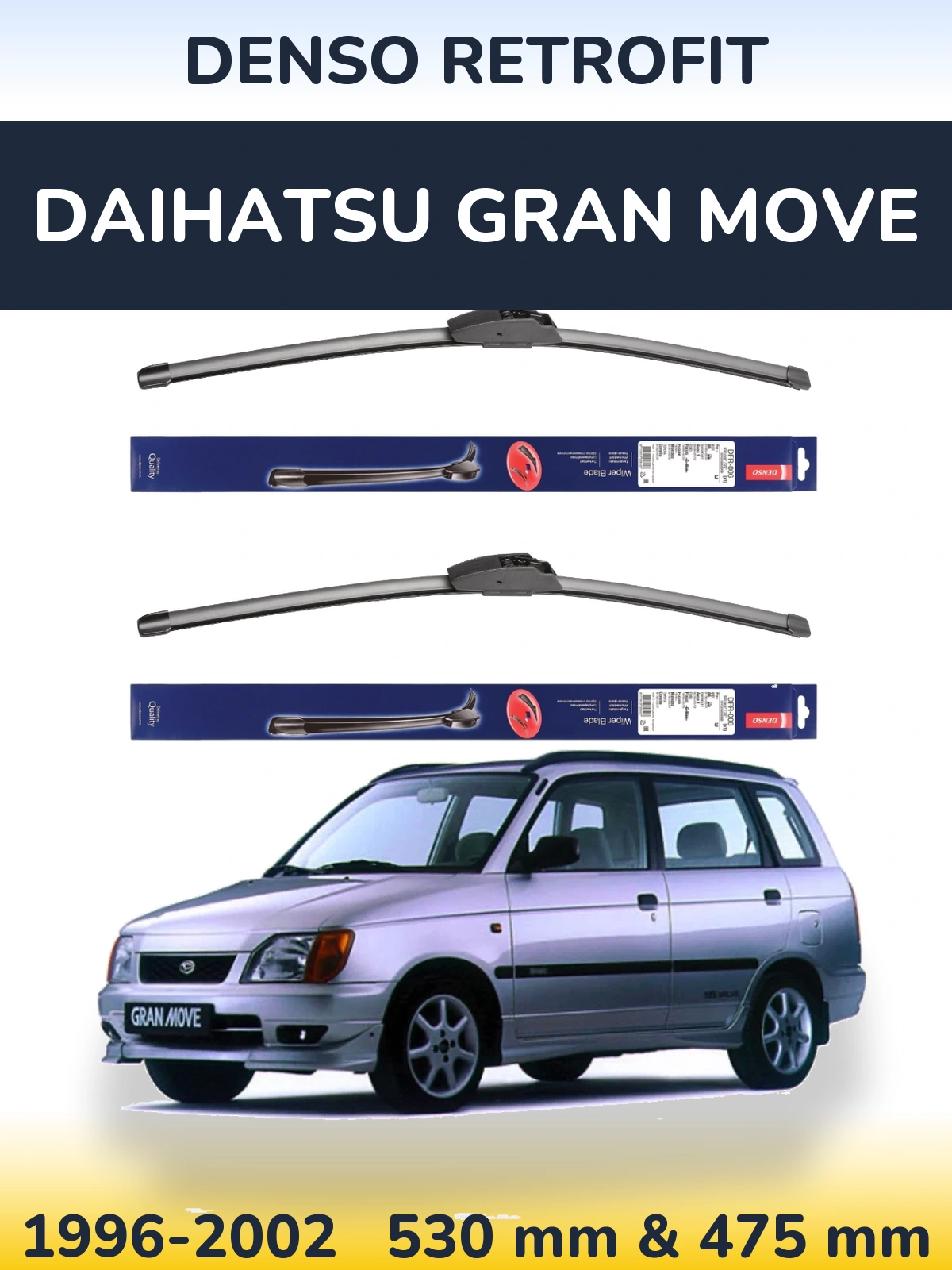 Комплект передних дворников Denso Retrofit 530 & 475 мм для Daihatsu Gran Move 1996-2002