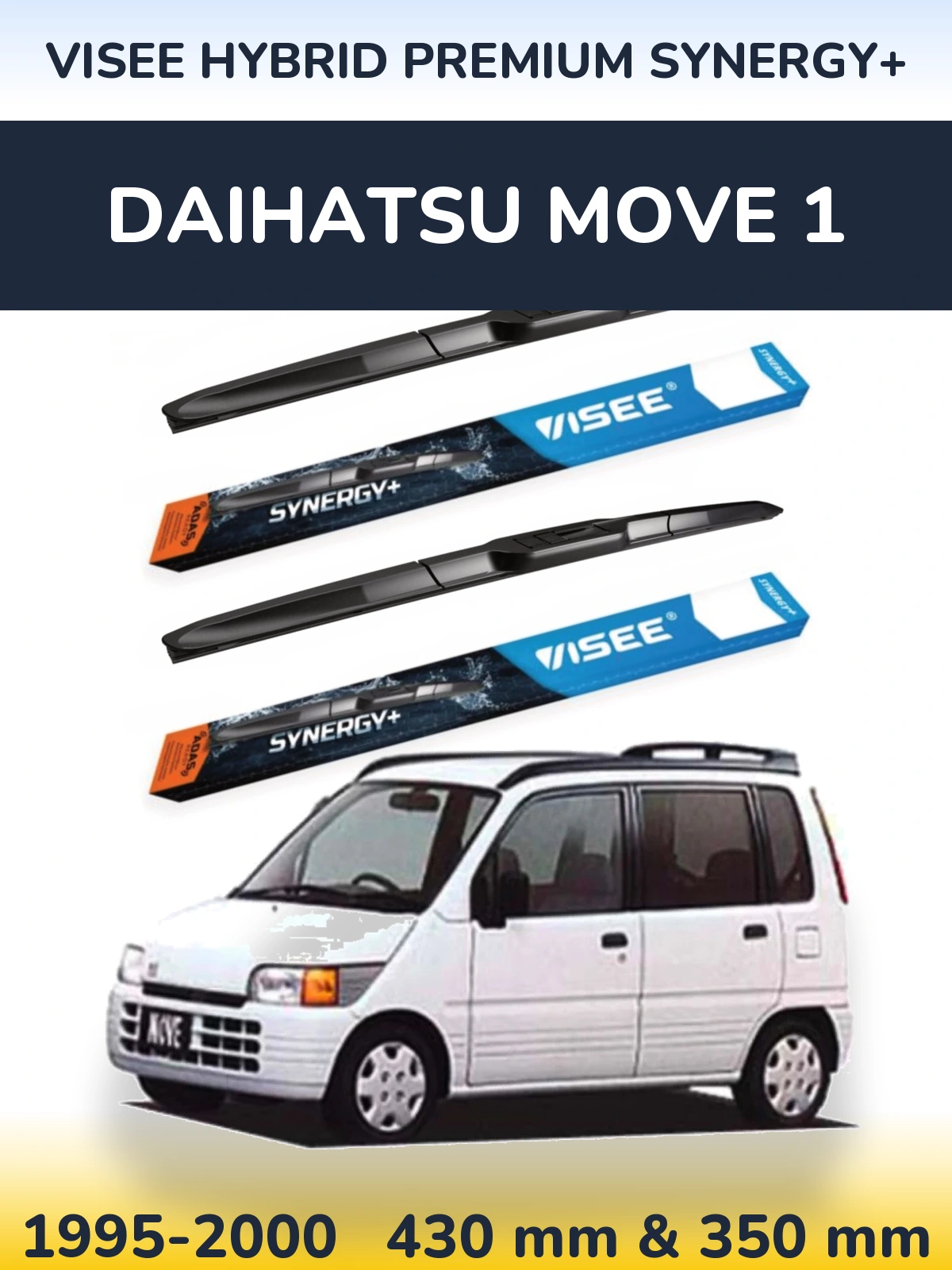 Комплект передних дворников VISEE HYBRID PREMIUM SYNERGY+ 430 & 350 мм для Daihatsu Move 1 1995-2000