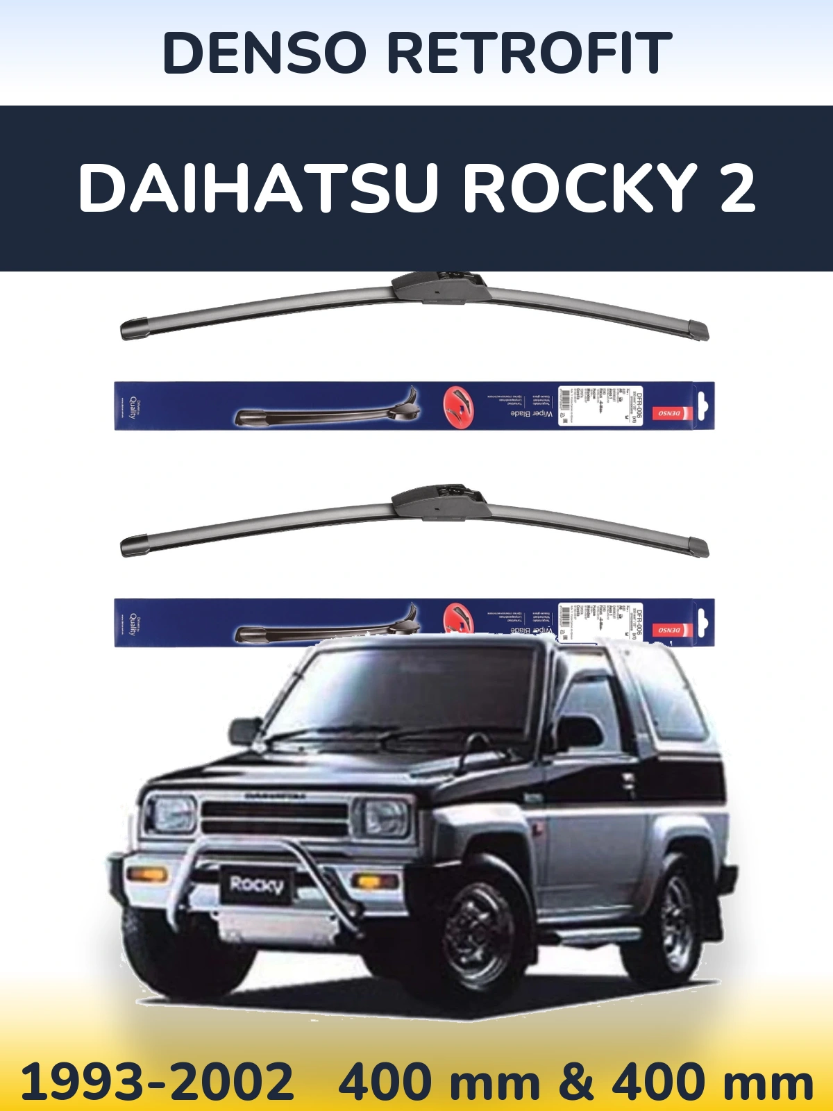 Комплект передніх щіток Denso Retrofit 400 & 400 мм для Daihatsu Rocky 2 1993-2002