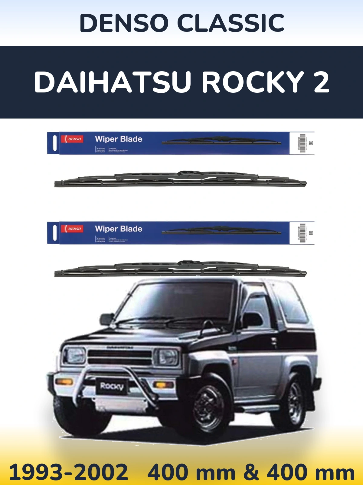 Front wiper blade set Denso Classic 400 & 400 мм for Daihatsu Rocky 2 1993-2002