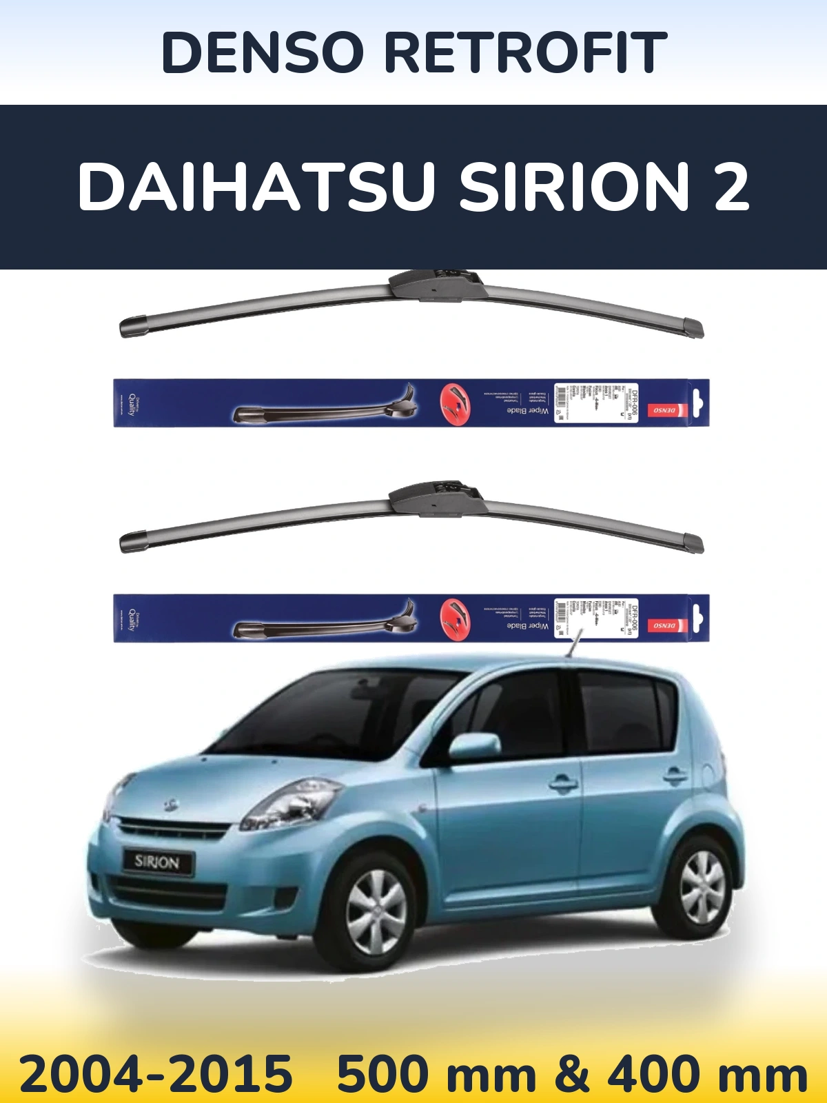 Комплект передних дворников Denso Retrofit 500 & 400 мм для Daihatsu SIrion 2 2004-2015