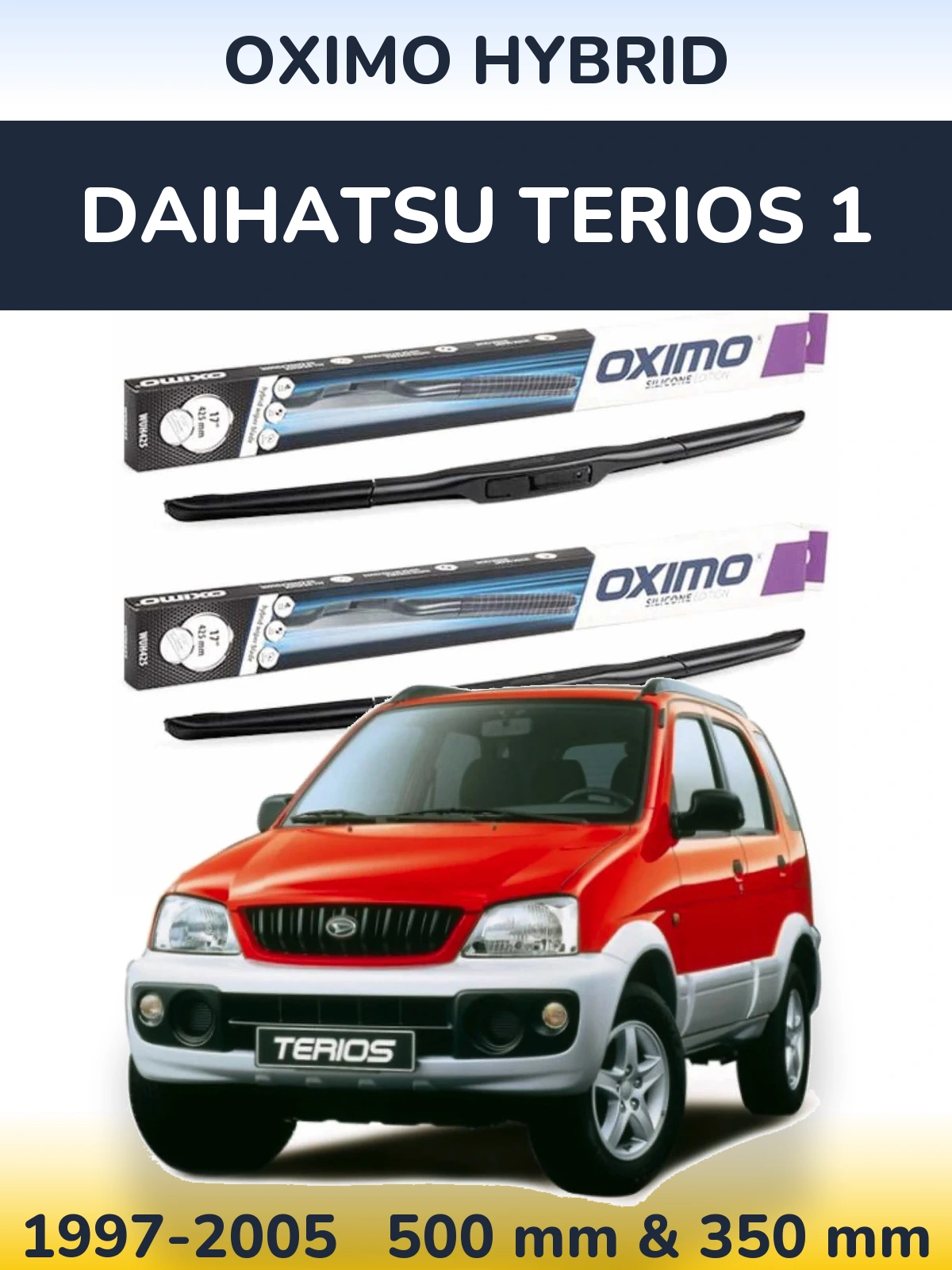 Front wiper blade set Oximo Hybrid 500 & 350 мм for Daihatsu Terios 1 1997-2005