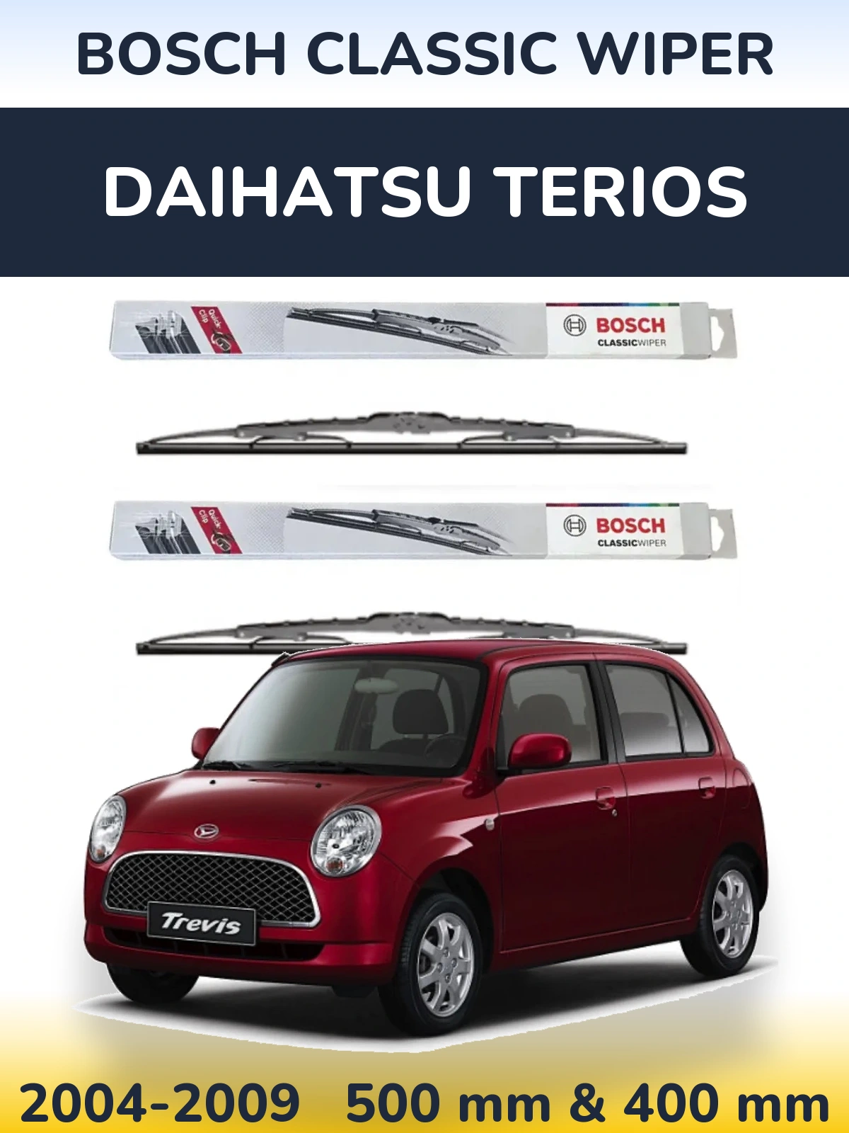 Komplet przednich wycieraczek BOSCH Classic Wiper 500 & 400 mm do Daihatsu Terios 2004-2009