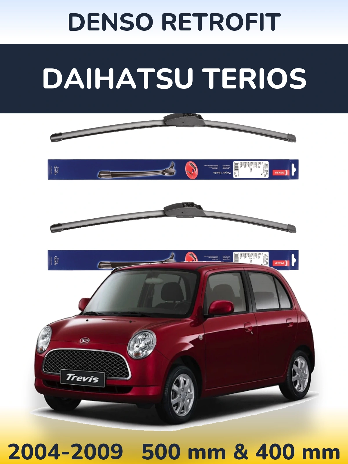 Front wiper blade set Denso Retrofit 500 & 400 мм for Daihatsu Terios 2004-2009