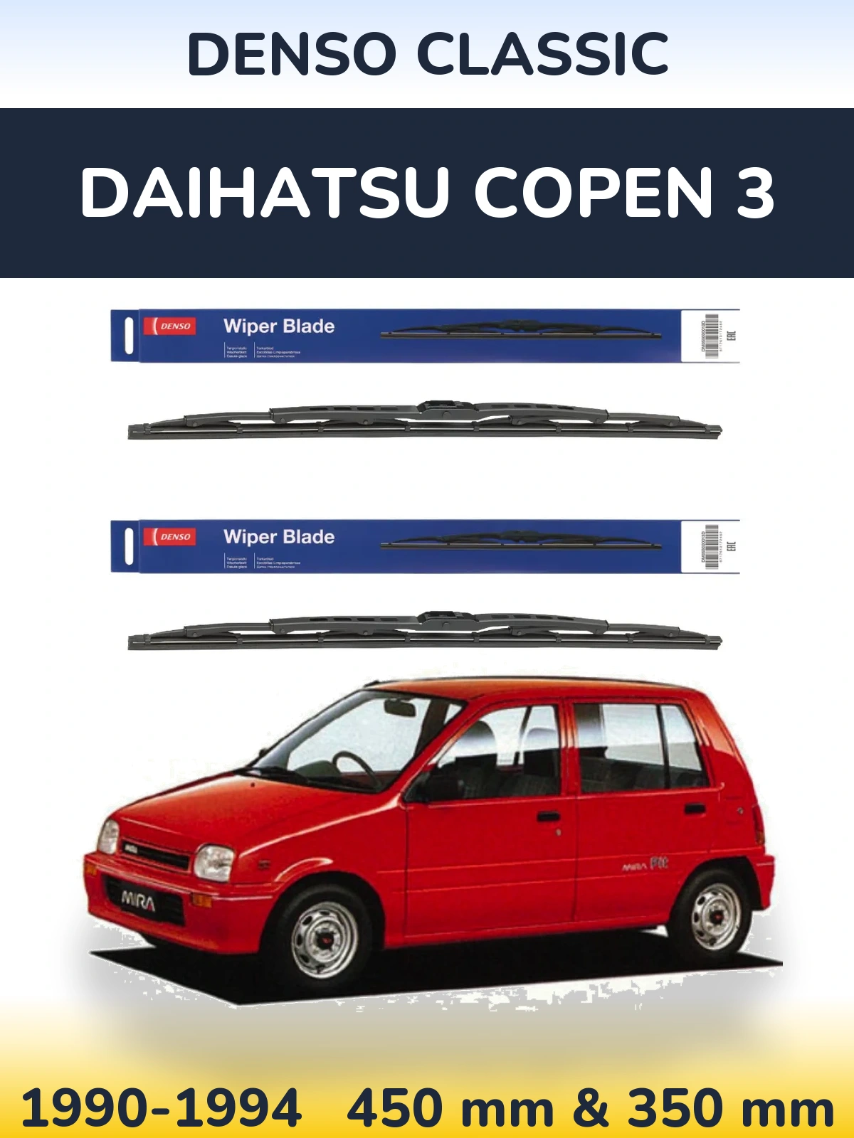 Komplet przednich wycieraczek Denso Classic 450 & 350 mm do Daihatsu Copen 3 1990-1994