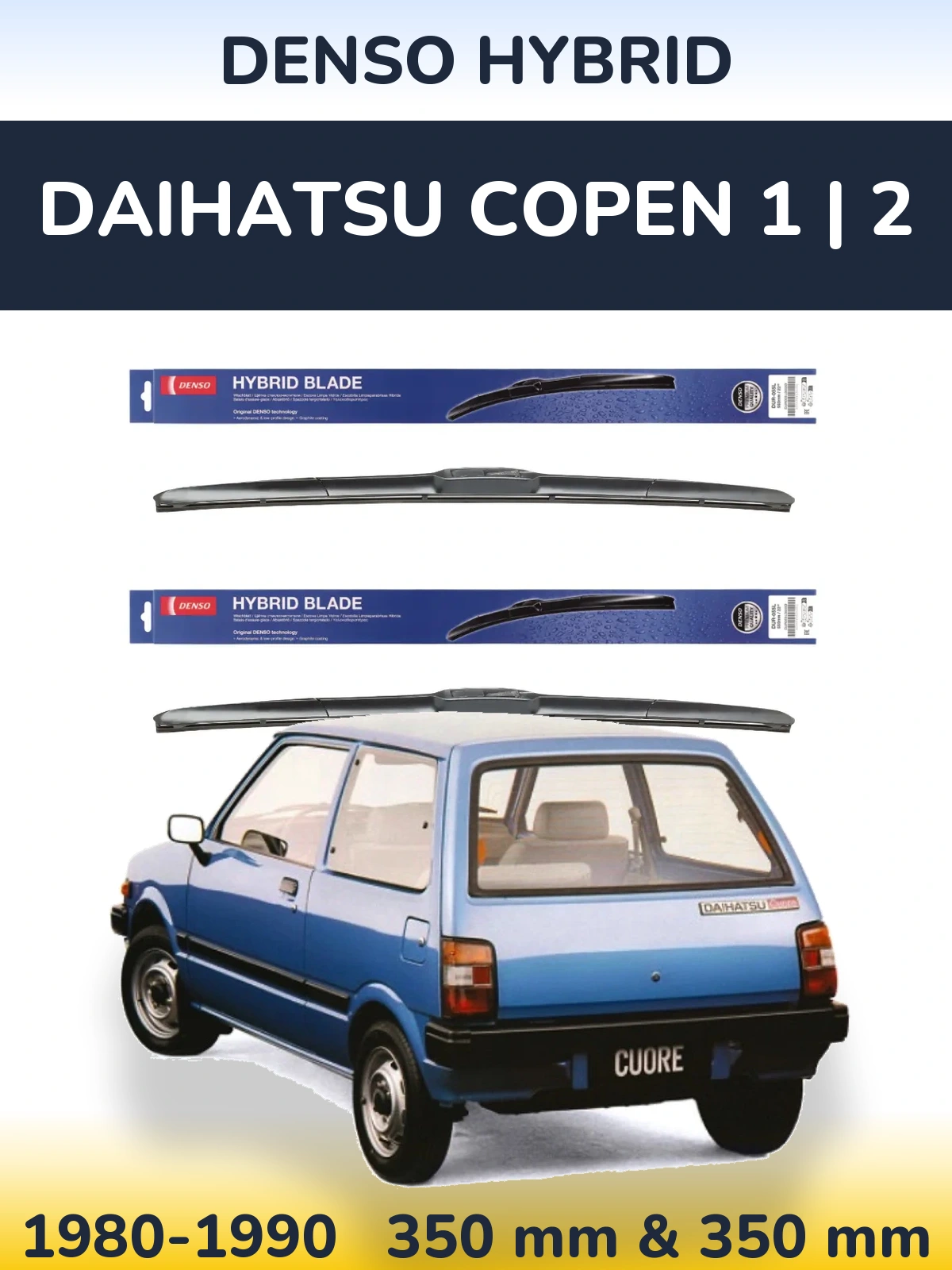 Komplet przednich wycieraczek Denso Hybrid 350 & 350 mm do Daihatsu Copen 1 | 2 1980-1990