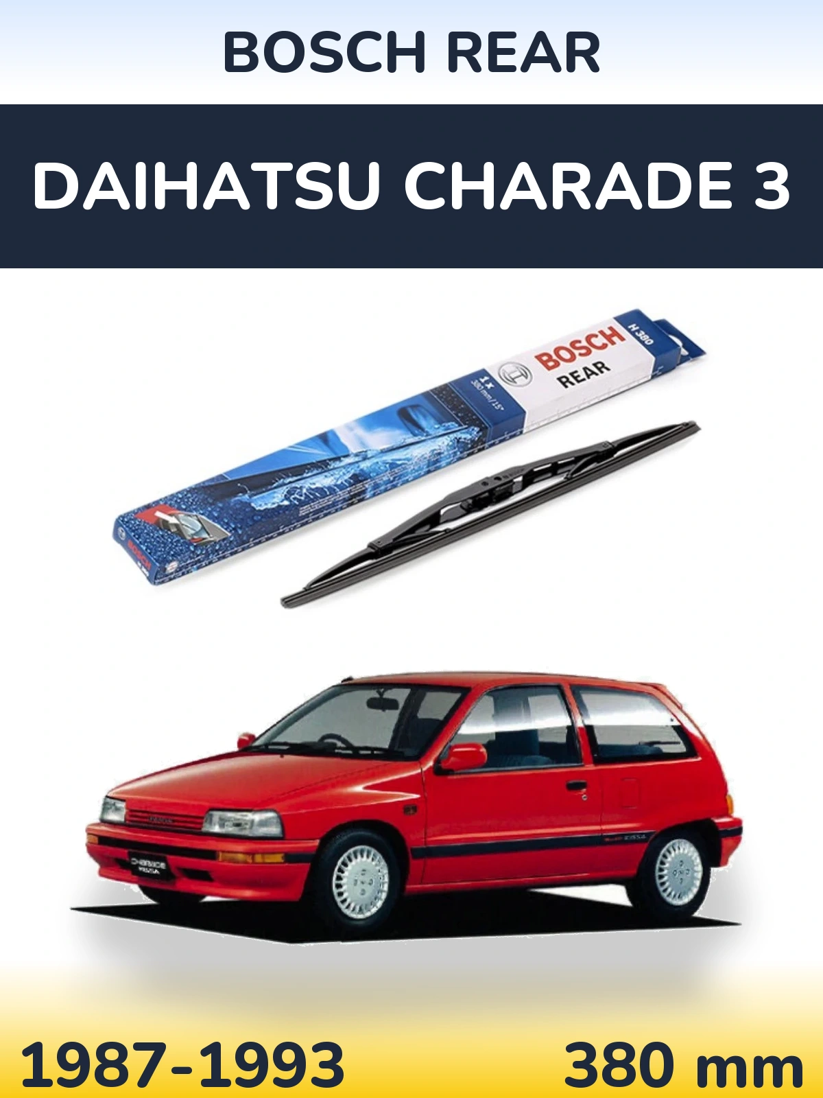 Rear wiper blade BOSCH Rear 380 mm for Daihatsu Charade 3 1987-1993