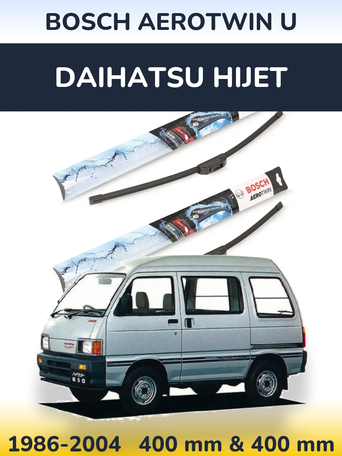 Front wiper blade set BOSCH AeroTwin U 400 & 400 mm for Daihatsu HiJet 1986-2004
