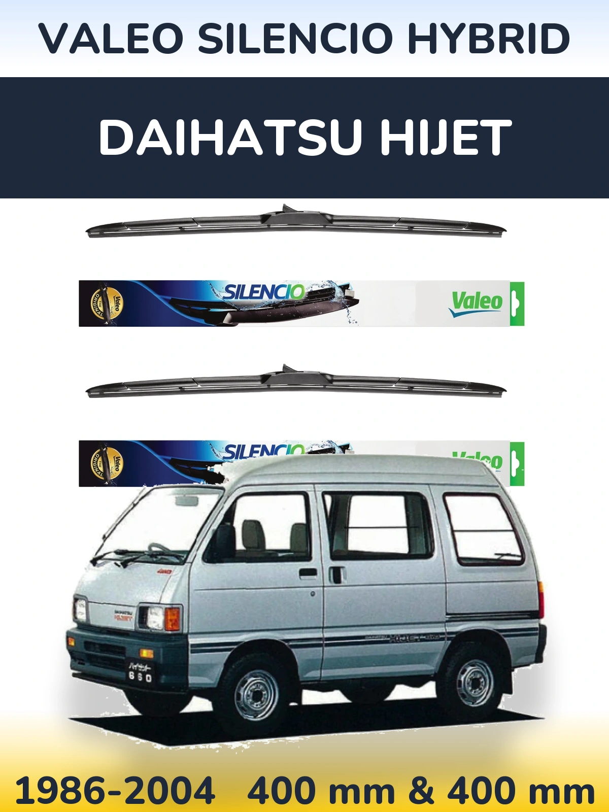 Комплект передніх щіток Valeo Silencio Hybrid 400 & 400 мм для Daihatsu HiJet 1986-2004