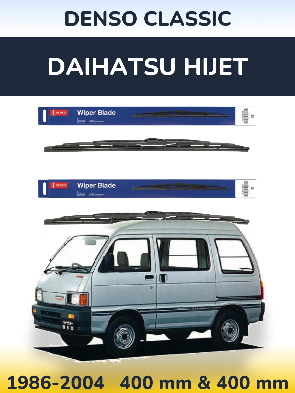 Front wiper blade set Denso Classic 400 & 400 mm for Daihatsu HiJet 1986-2004