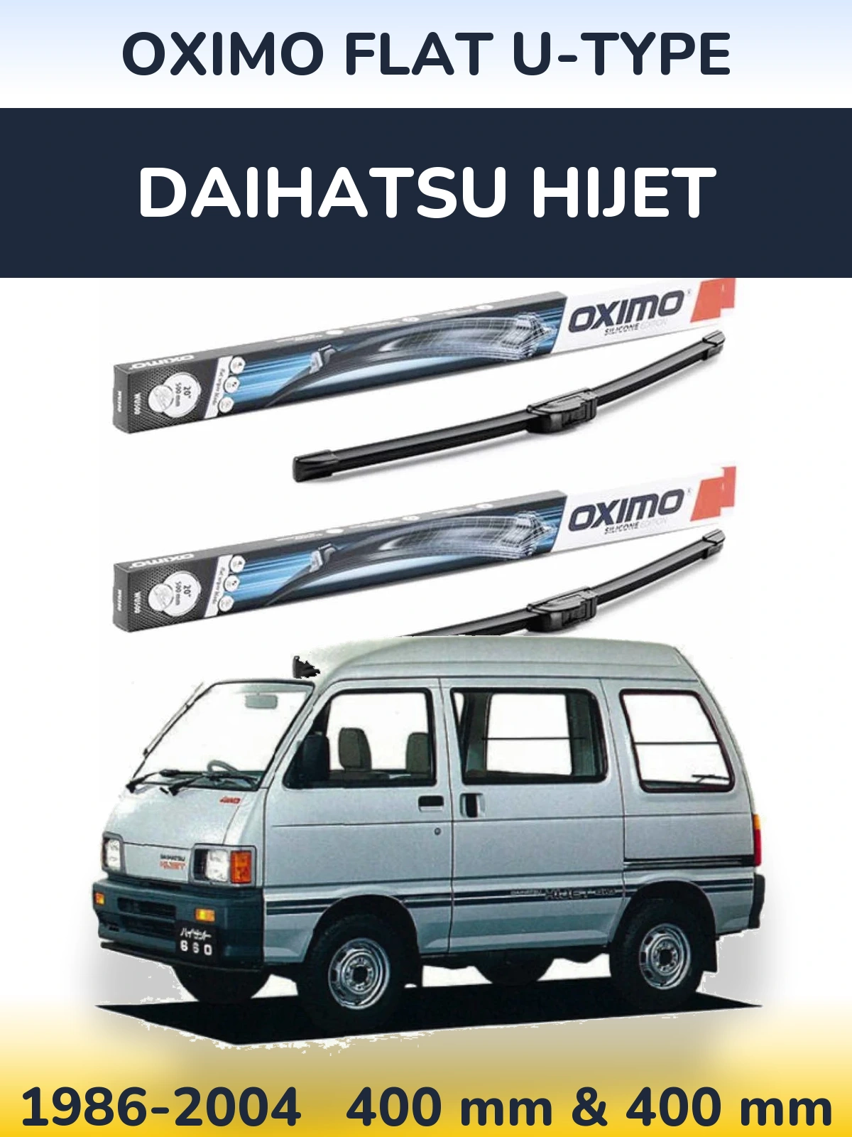 Front wiper blade set Oximo Flat U-type 400 & 400 мм for Daihatsu HiJet 1986-2004