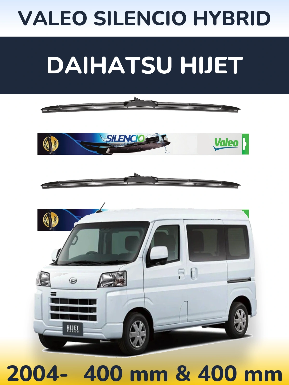 Komplet przednich wycieraczek Valeo Silencio Hybrid 400 & 400 mm do Daihatsu HiJet 2004-2026