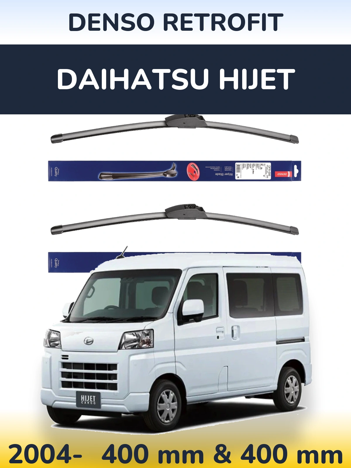 Front wiper blade set Denso Retrofit 400 & 400 мм for Daihatsu HiJet 2004-2026
