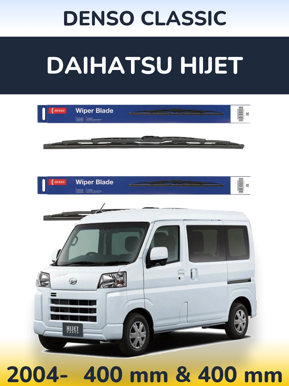 Front wiper blade set Denso Classic 400 & 400 mm for Daihatsu HiJet 2004-2026