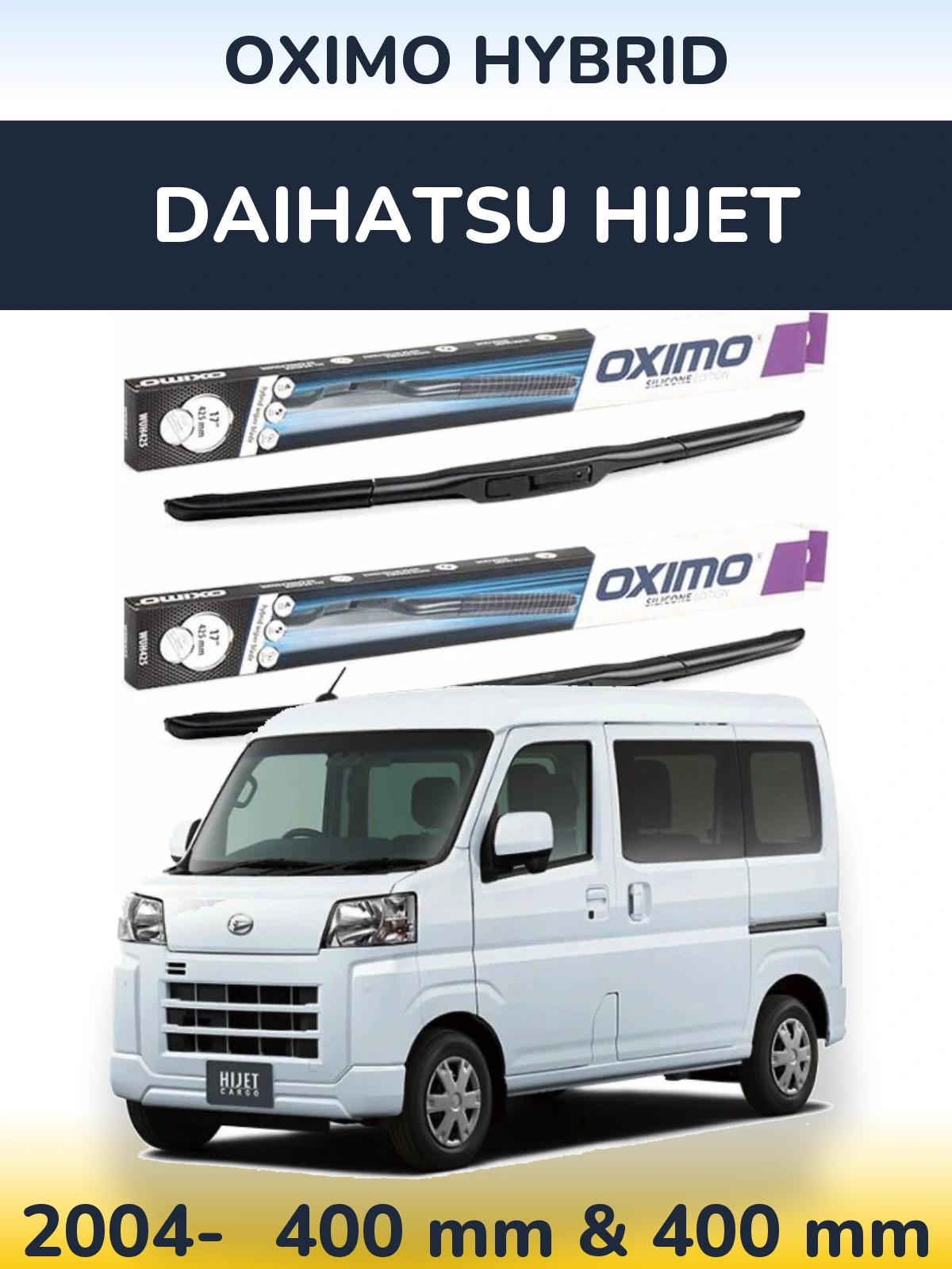 Комплект передних дворников Oximo Hybrid 400 & 400 мм для Daihatsu HiJet 2004-2026