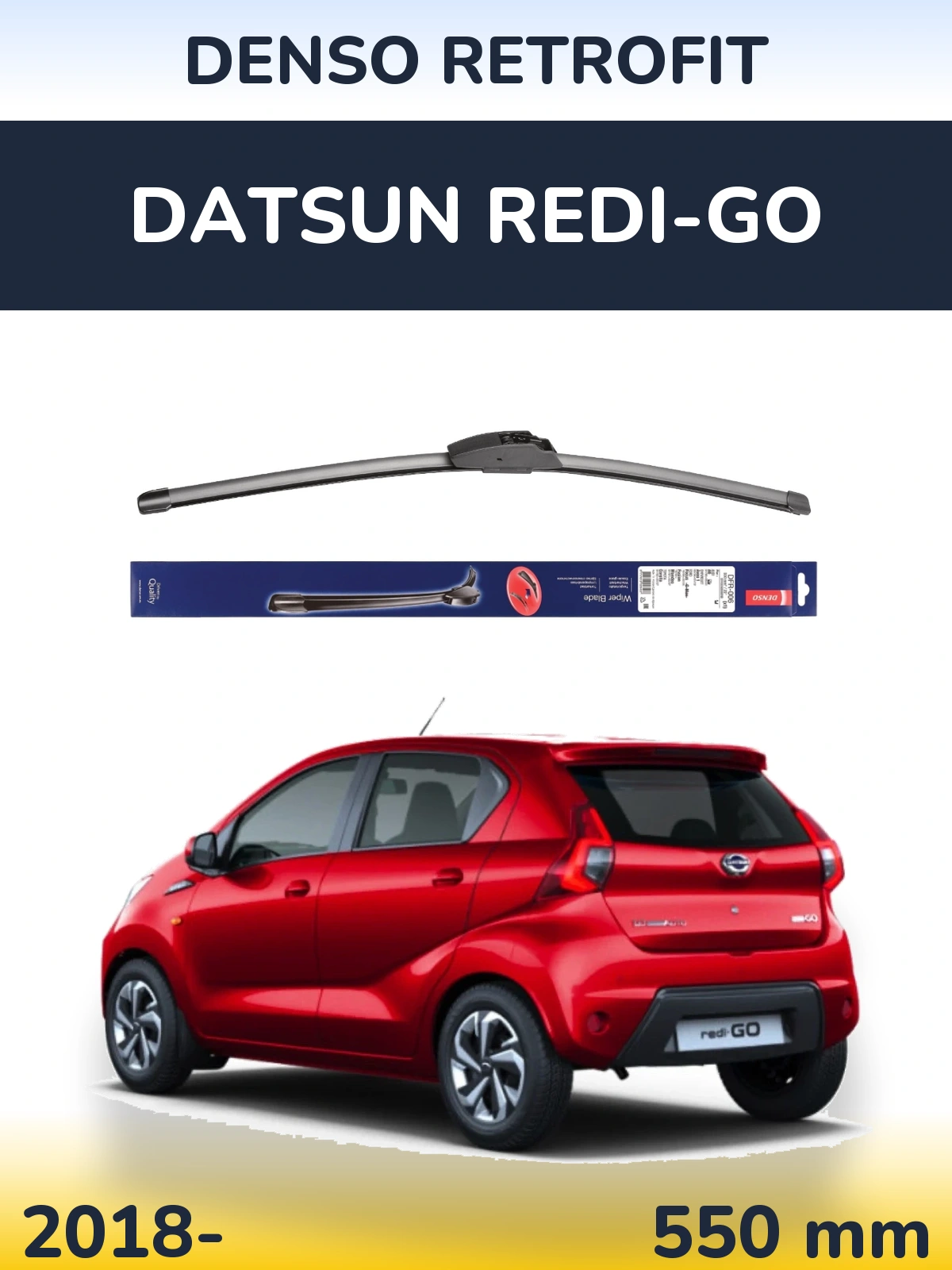 Передний дворник Denso Retrofit 550 мм для Datsun Redi-Go 2018-2026