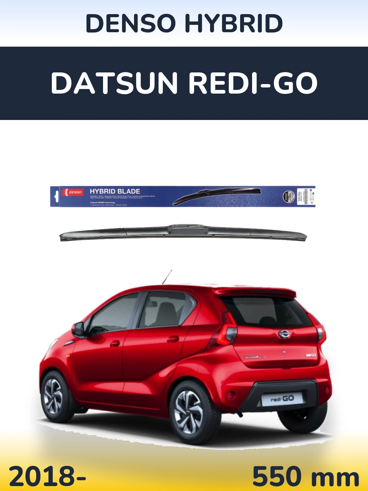 Front wiper blade Denso Hybrid 550 мм for Datsun Redi-Go 2018-2026