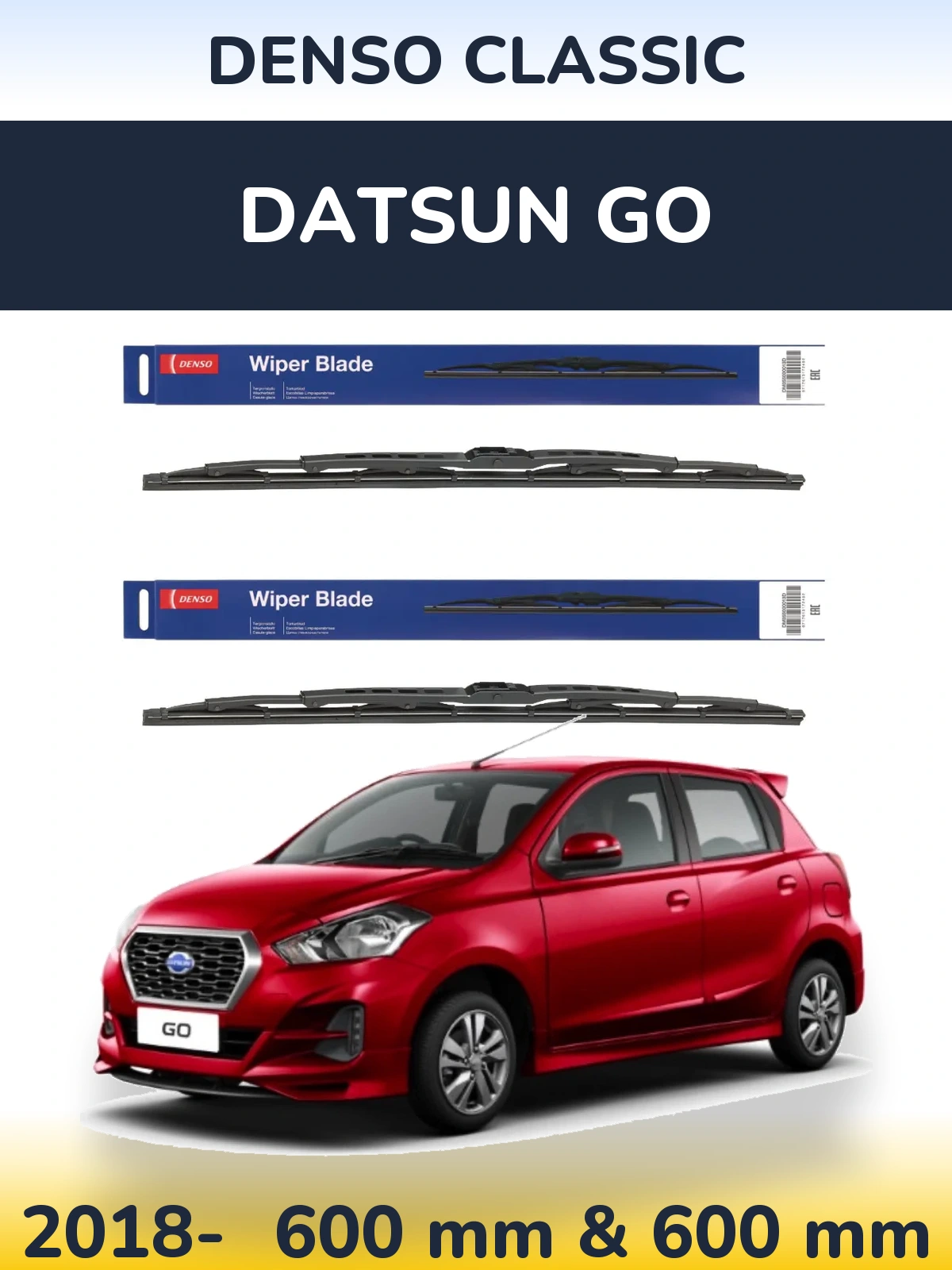 Комплект передніх щіток Denso Classic 600 & 600 мм для Datsun Go 2018-2026