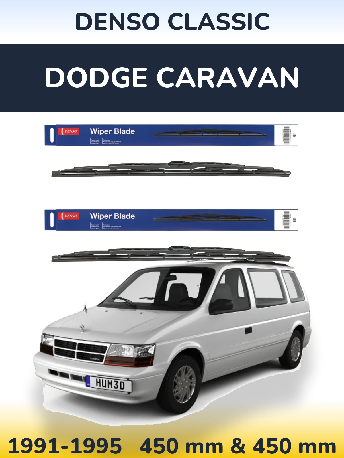 Komplet przednich wycieraczek Denso Classic 450 & 450 mm do Dodge Caravan 1991-1995