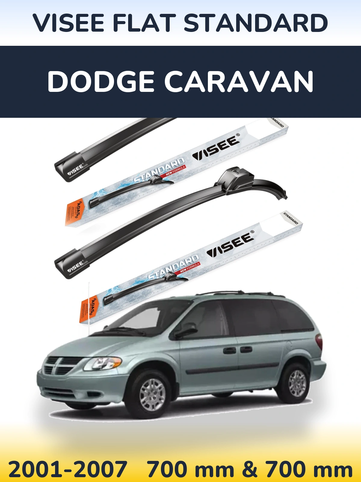 Комплект передних дворников VISEE FLAT STANDARD 700 & 700 мм для Dodge Caravan 2001-2007