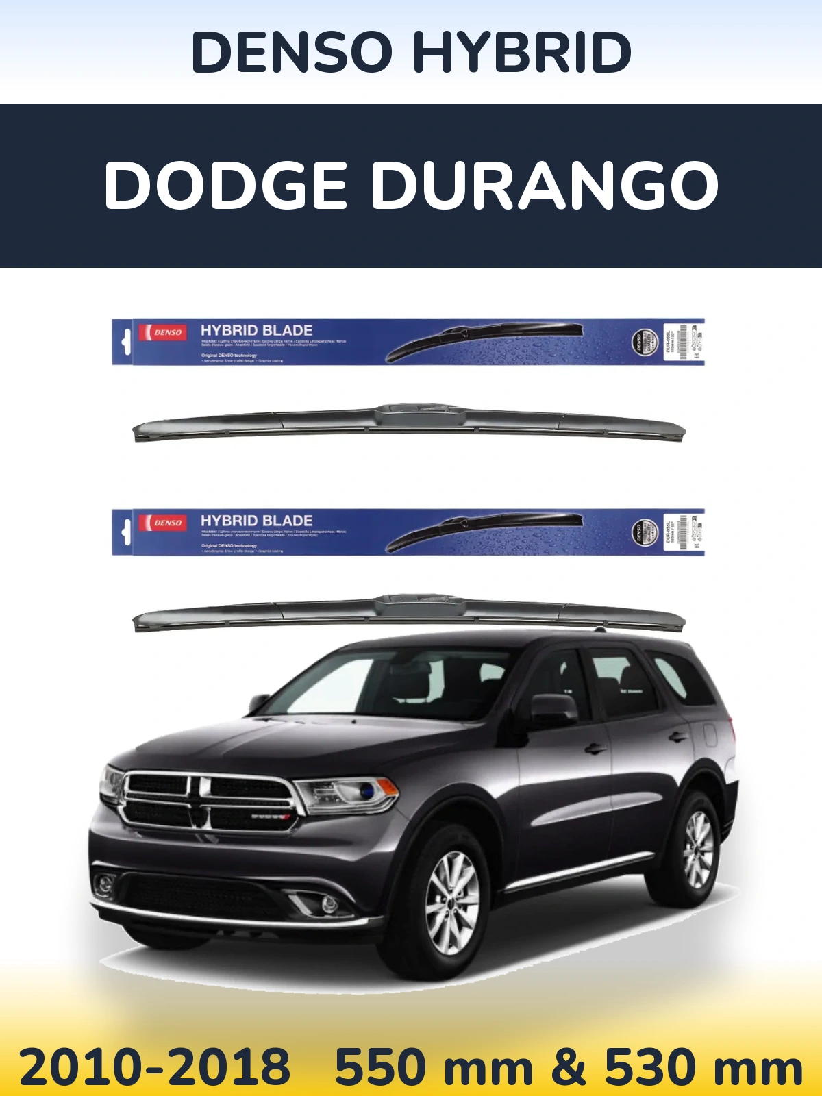 Front wiper blade set Denso Hybrid 550 & 530 мм for Dodge Durango 2010-2018