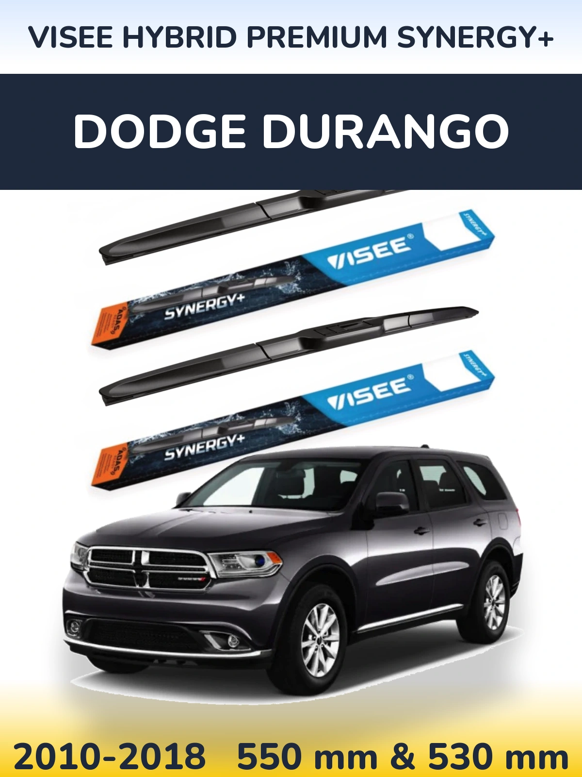 Front wiper blade set VISEE HYBRID PREMIUM SYNERGY+ 550 & 530 мм for Dodge Durango 2010-2018