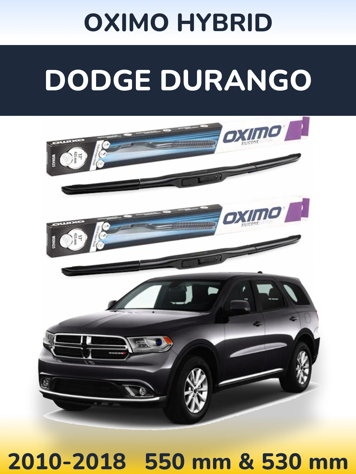 Front wiper blade set Oximo Hybrid 550 & 530 мм for Dodge Durango 2010-2018