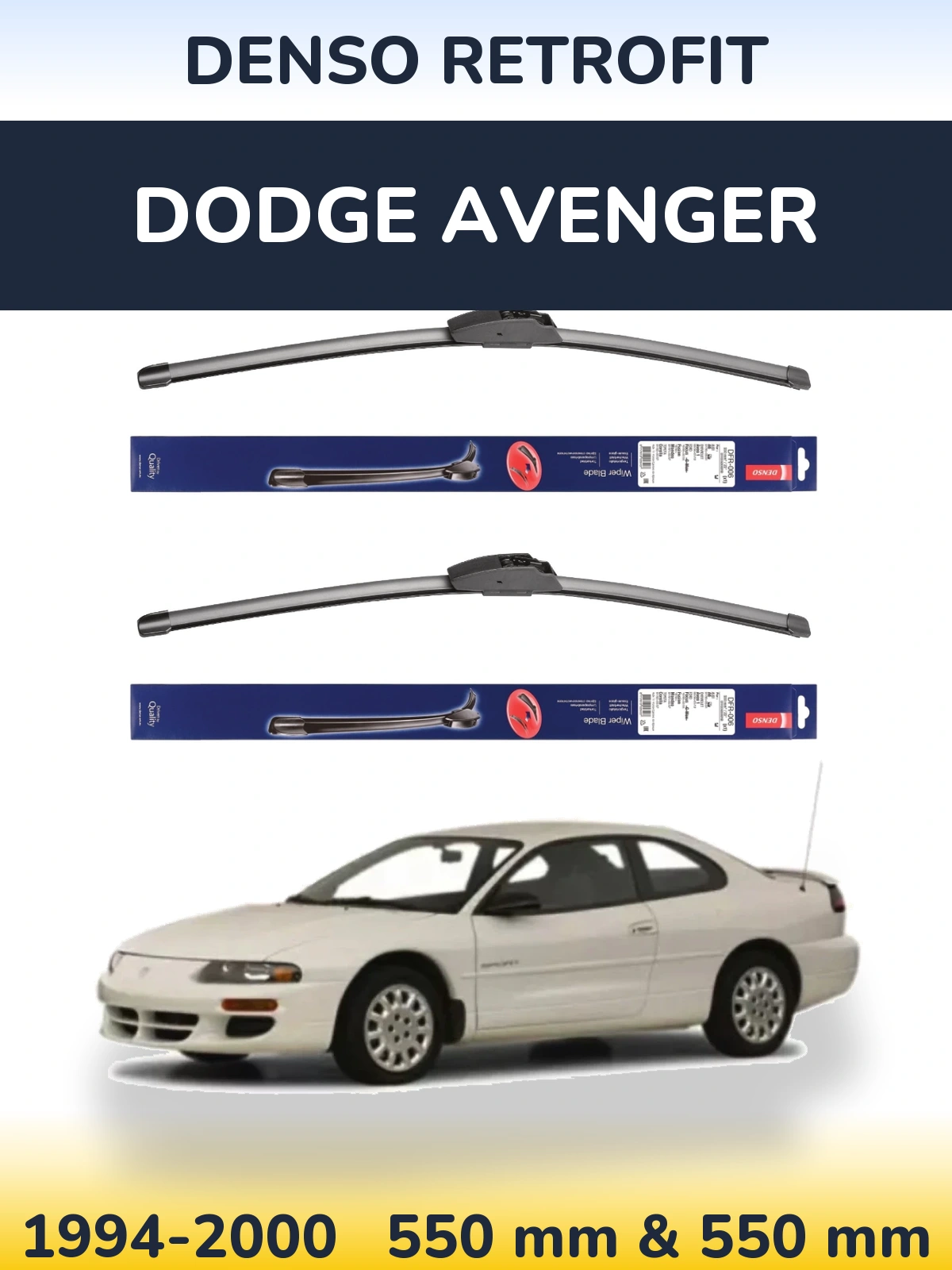 Komplet przednich wycieraczek Denso Retrofit 550 & 550 mm do Dodge Avenger 1994-2000