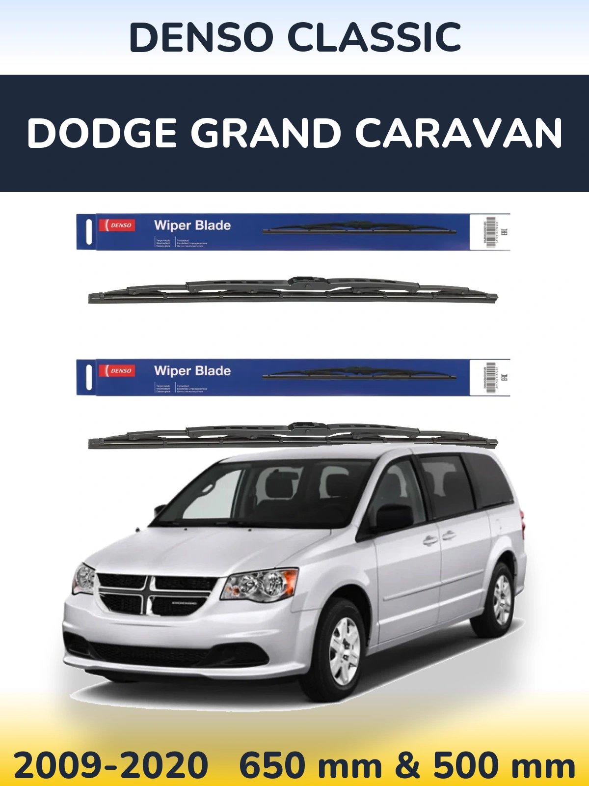 Komplet przednich wycieraczek Denso Classic 650 & 500 mm do Dodge Grand Caravan 2009-2020