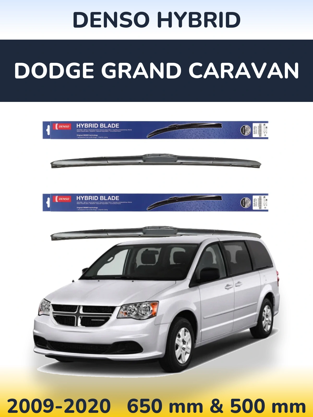 Komplet przednich wycieraczek Denso Hybrid 650 & 500 mm do Dodge Grand Caravan 2009-2020