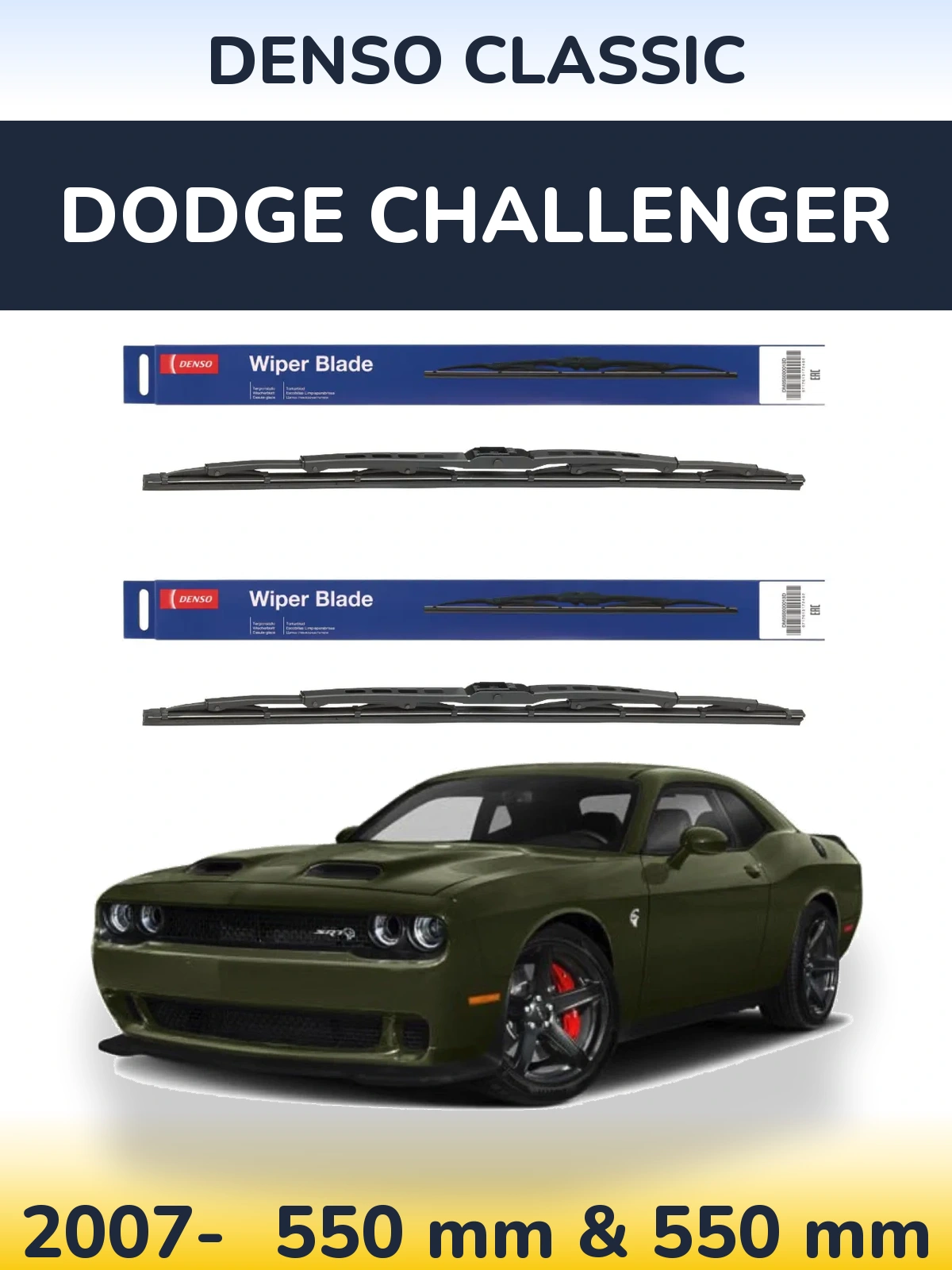 Front wiper blade set Denso Classic 550 & 550 mm for Dodge Challenger 2007-2026