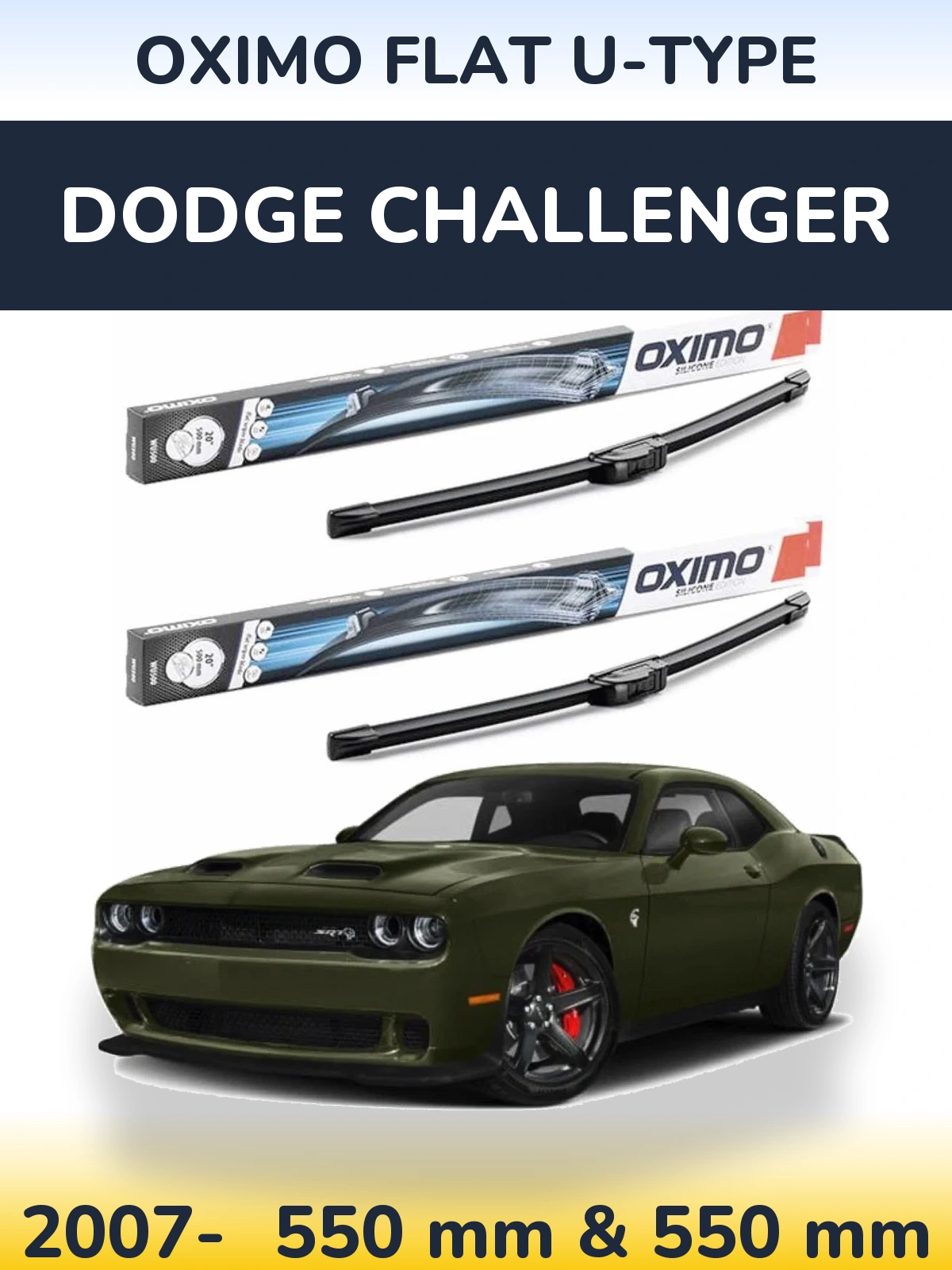 Komplet przednich wycieraczek Oximo Flat U-type 550 & 550 mm do Dodge Challenger 2007-2026