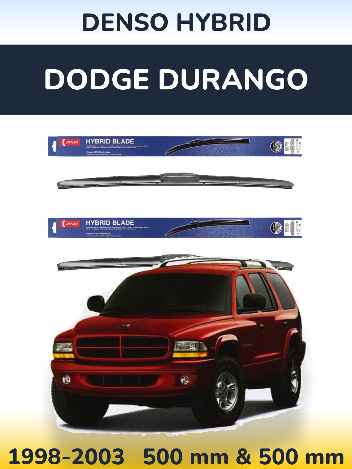 Комплект передних дворников Denso Hybrid 500 & 500 мм для Dodge Durango 1998-2003