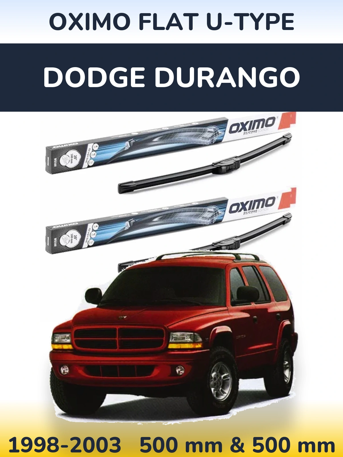 Комплект передних дворников Oximo Flat U-type 500 & 500 мм для Dodge Durango 1998-2003