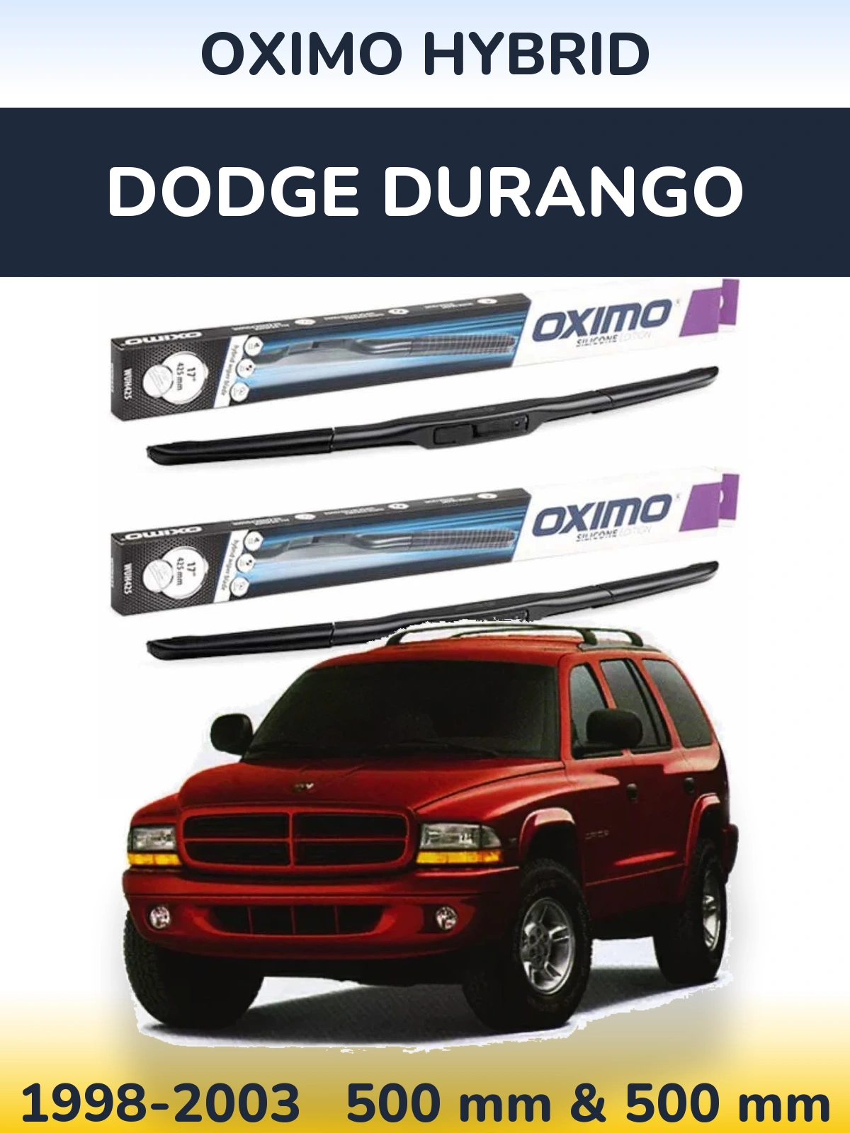 Комплект передних дворников Oximo Hybrid 500 & 500 мм для Dodge Durango 1998-2003