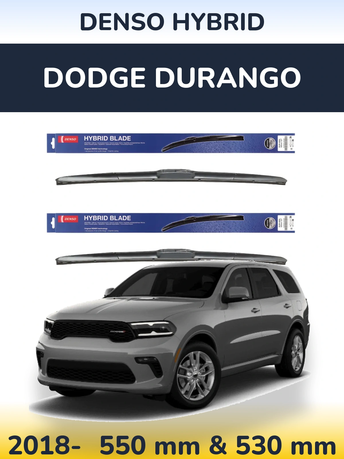 Komplet przednich wycieraczek Denso Hybrid 550 & 530 mm do Dodge Durango 2018-2026