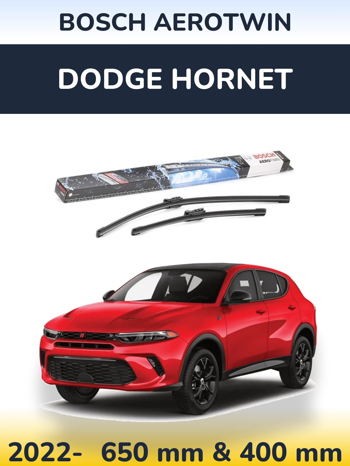 Front wiper blade set BOSCH AeroTwin 650 & 400 мм for Dodge Hornet 2022-2026