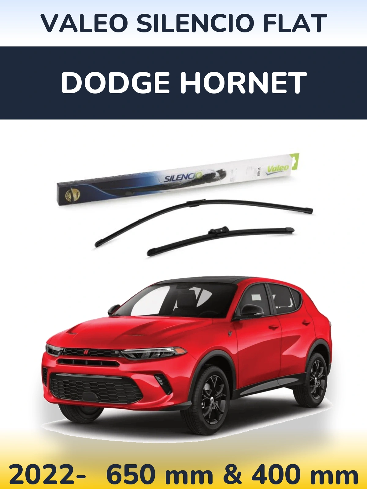 Front wiper blade set Valeo Silencio Flat 650 & 400 мм for Dodge Hornet 2022-2026
