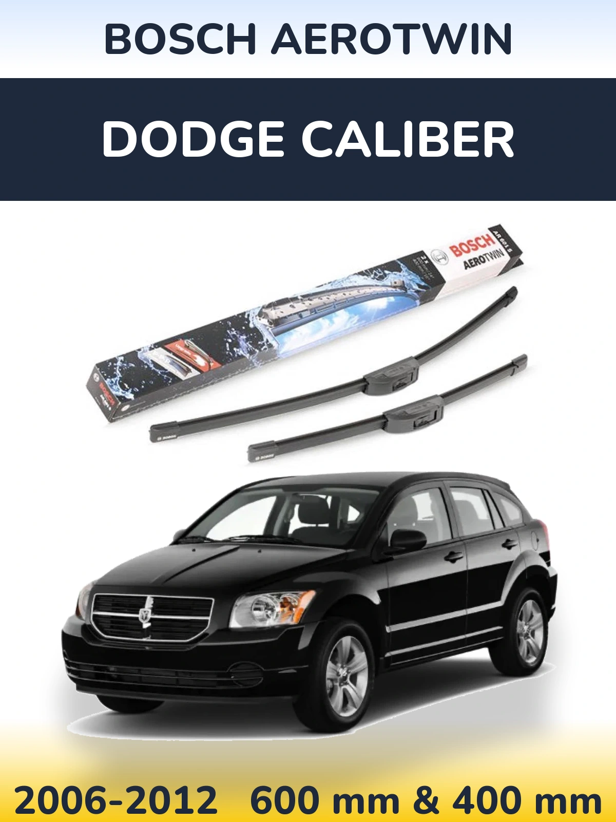 Комплект передніх щіток BOSCH AeroTwin 600 & 400 мм для Dodge Caliber 2006-2012