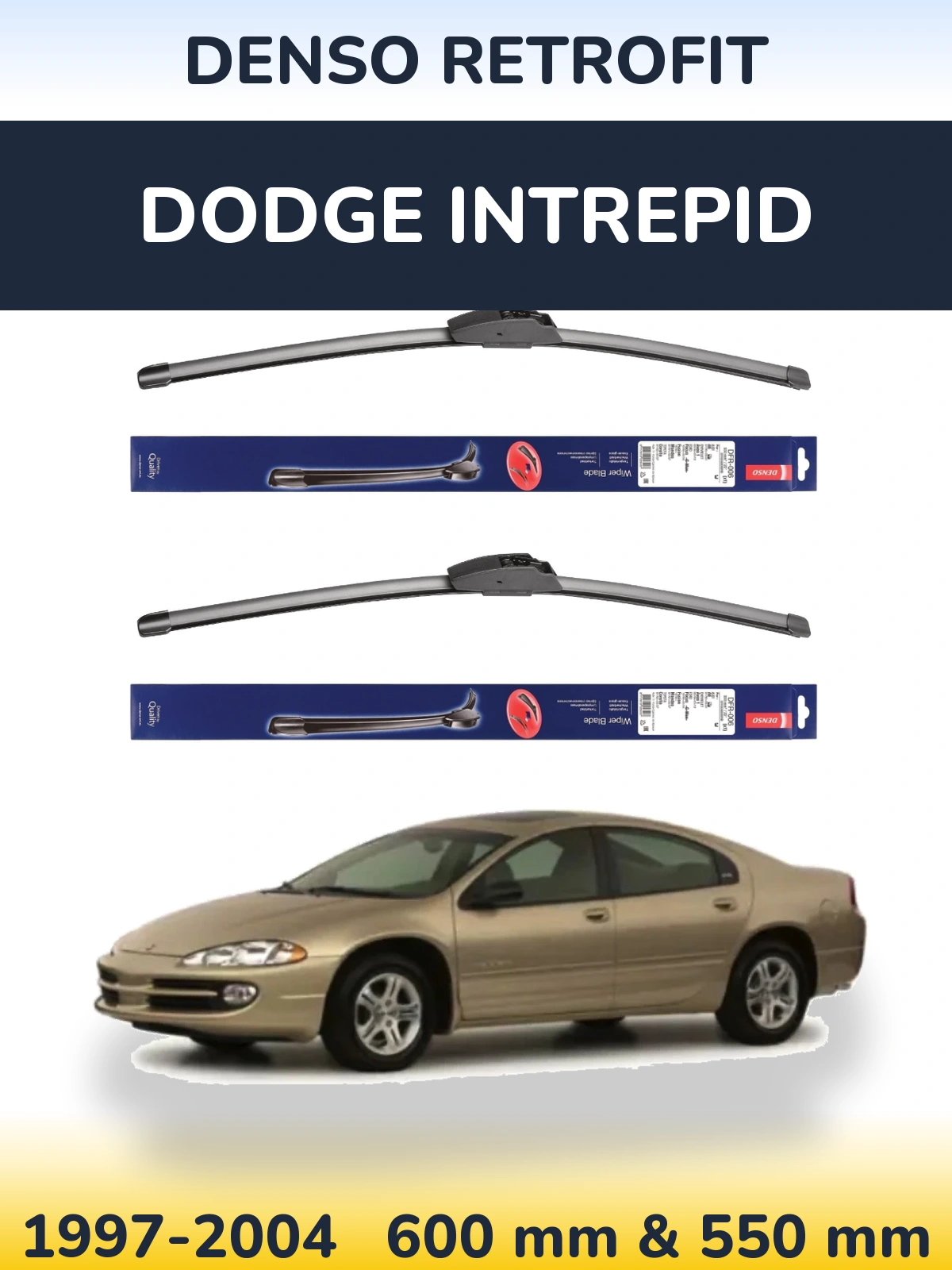 Front wiper blade set Denso Retrofit 600 & 550 мм for Dodge Intrepid 1997-2004